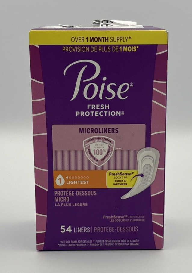 2 Poise Daily Microliners Lightest 54 Count Incontinence