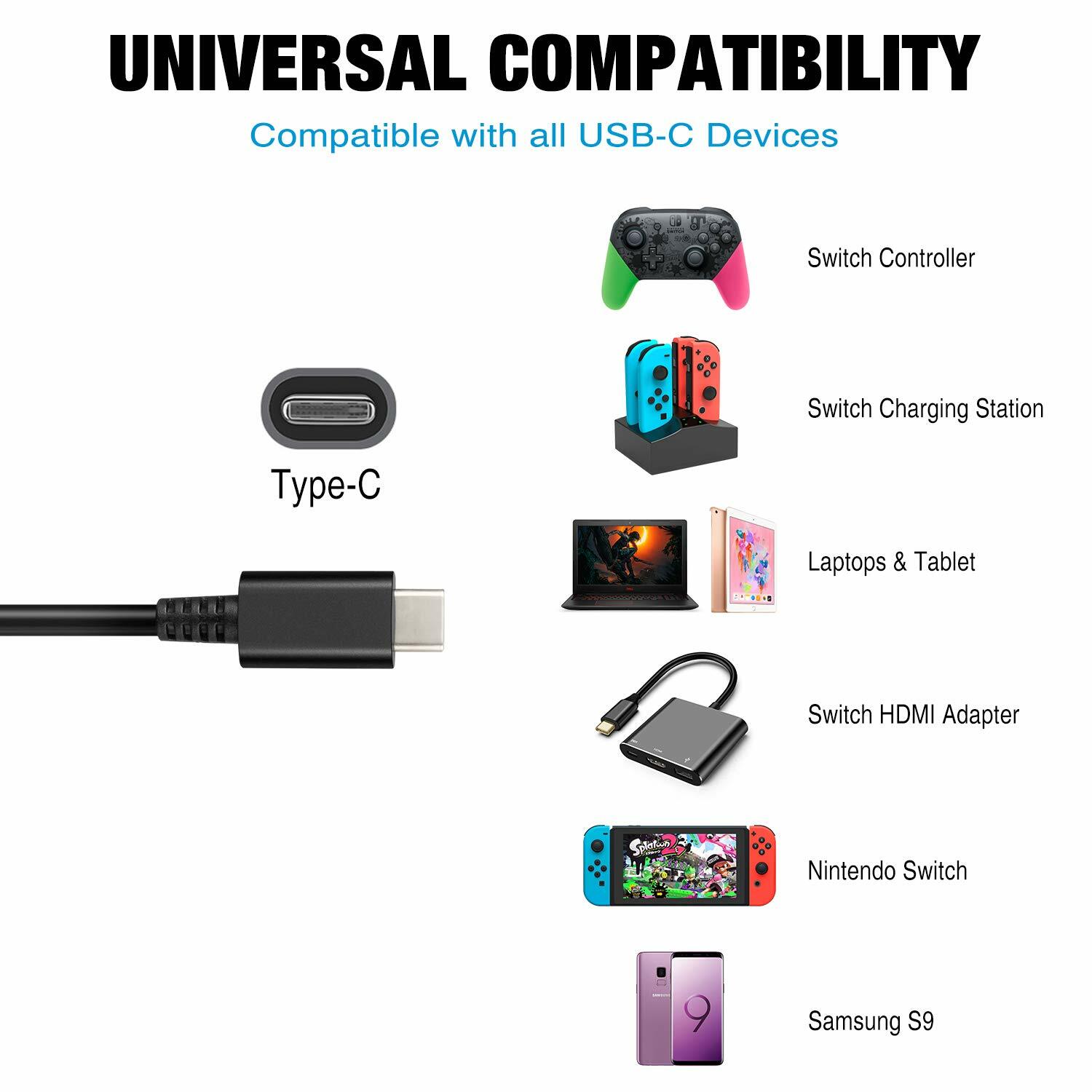 AC Adapter Power Supply Wall Charger For Nintendo Switch Dock & Pro Controller