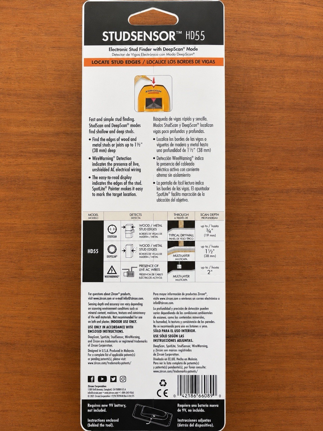 Zircon StudSensor HD55 Electronic Stud Finder DeepScan LCD Yellow/Black