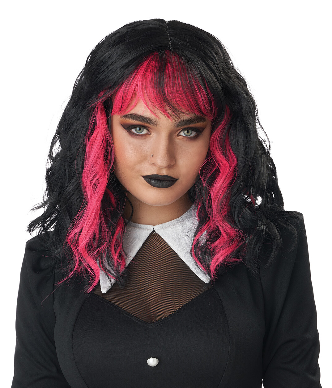 GOTHIC PUNK ROCK CUTE N CRAFTY WIG - BLACK/PINK