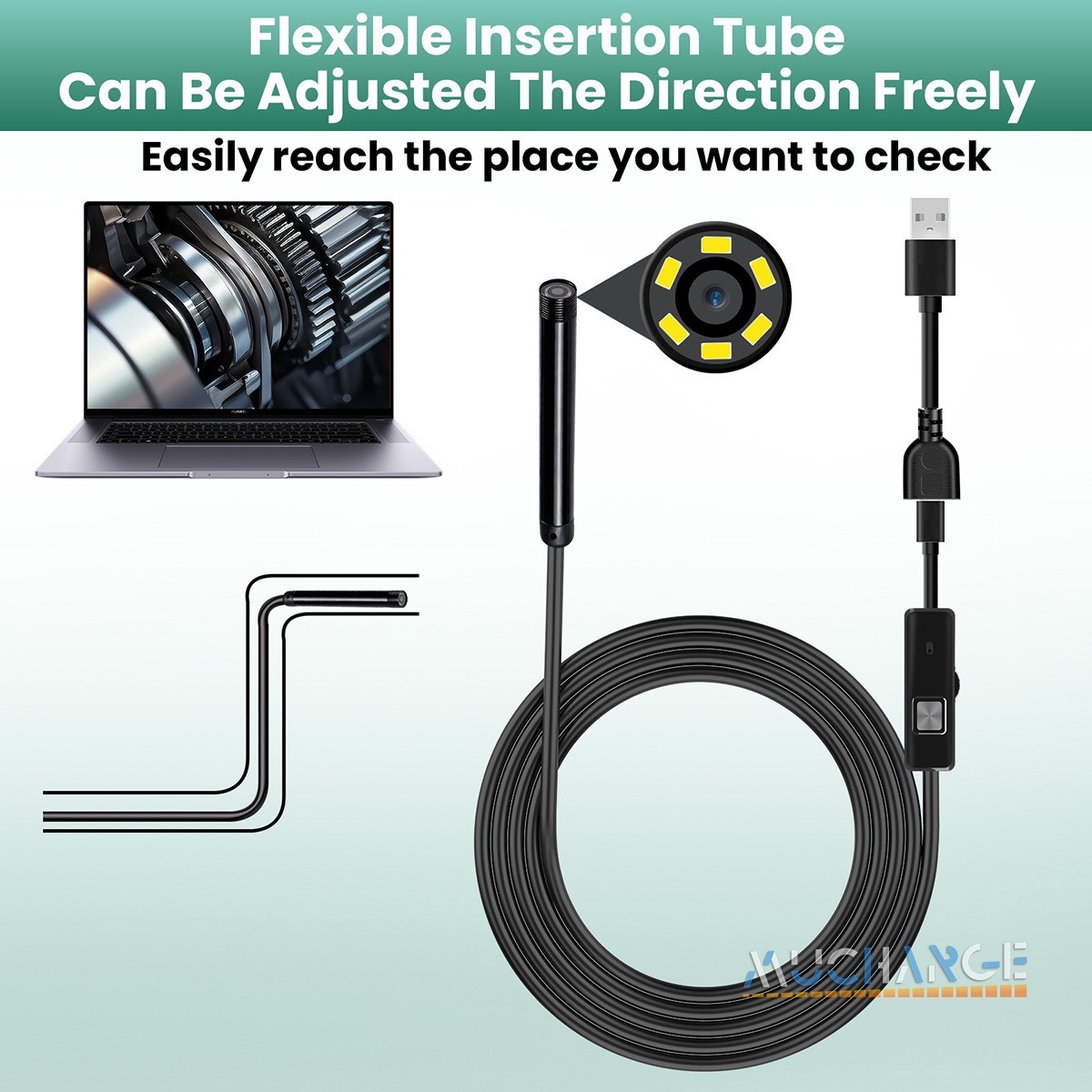 2M/5M USB Borescope Endoscope Flexible Snake Inspection Camera Plug Android PC