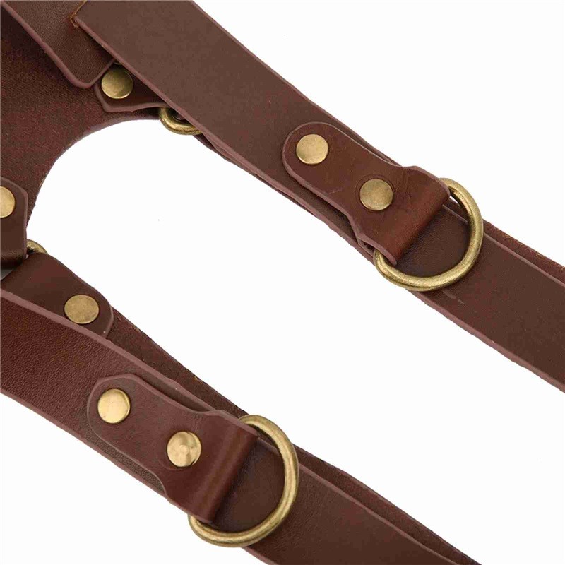 Leather Dual Shoulder Camera Strap Adjustable Camera Harness Rivet Design