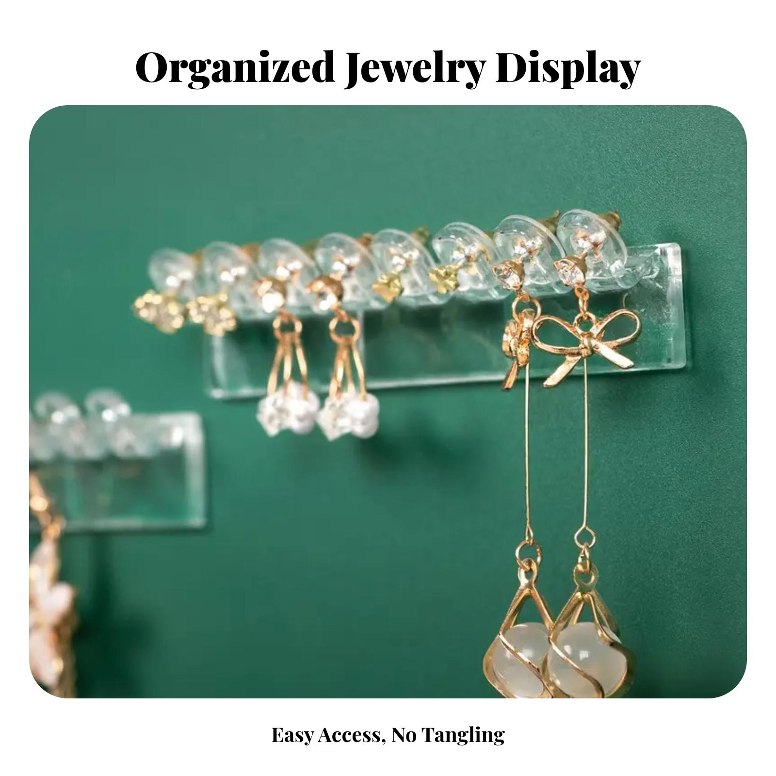 3 Pieces 8-Hole Jewelry Storage Strip Mini Size Wall Mount Jewelry Organizer