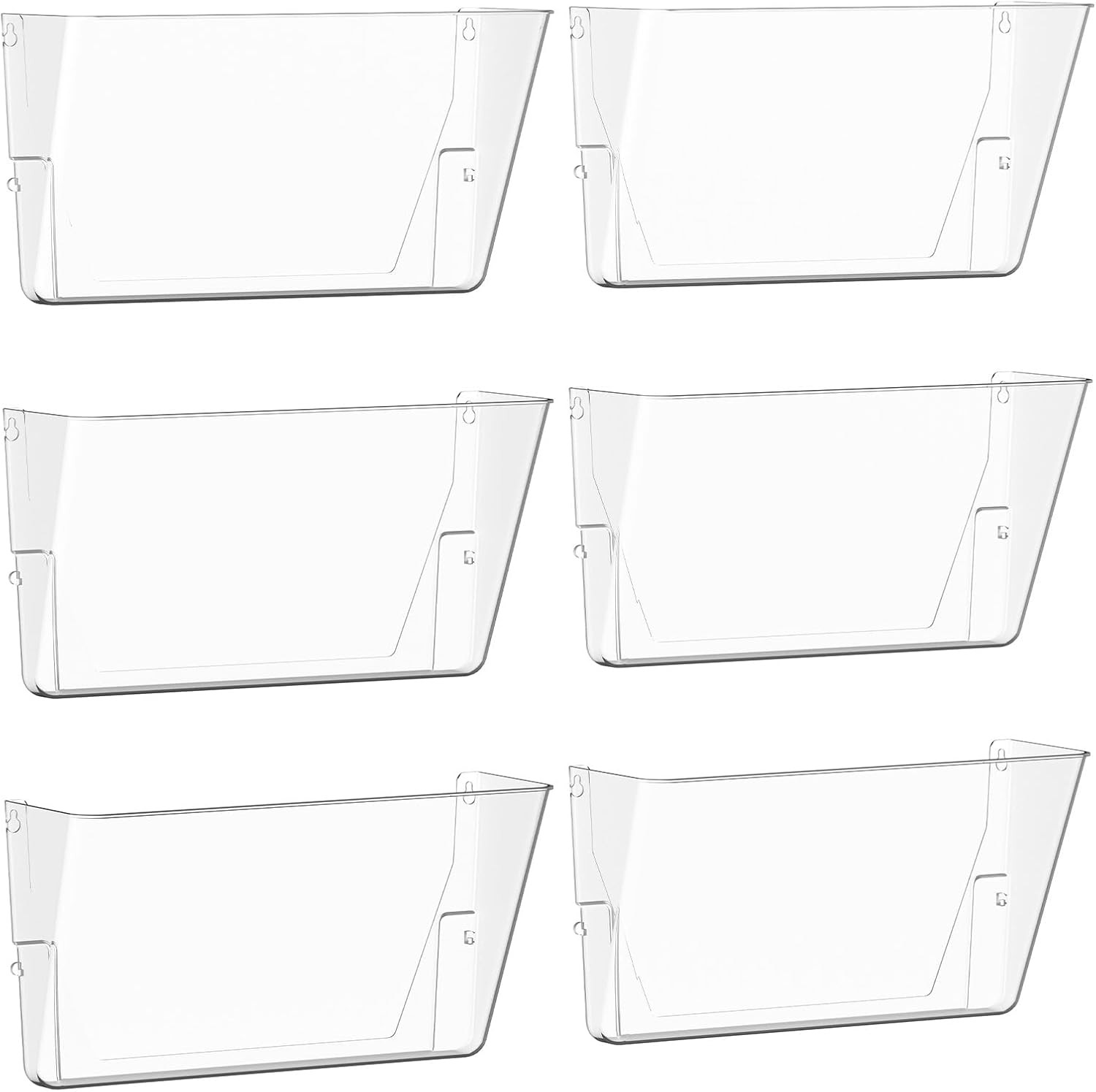 Clear Acrylic Single Pocket, Plastic Hanging Wall Mount File (Clear, 6 Pack)