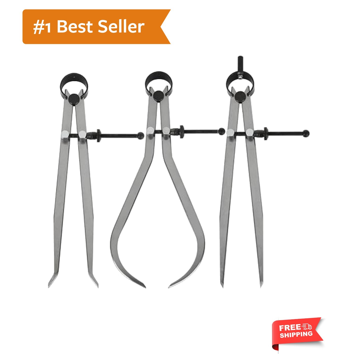 8" Inch Spring Caliper Set of 3 Pieces 200mm - Inside Outside & Divider Set -...