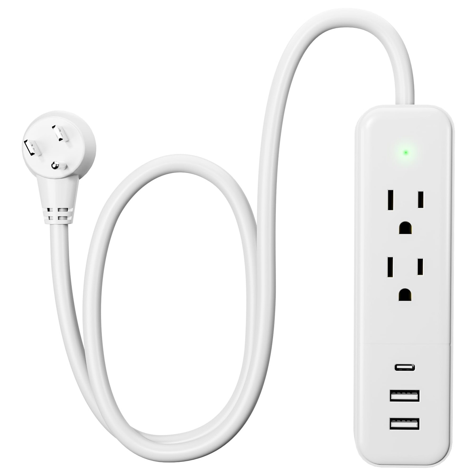 Power Strip Surge Protector - Flat Plug with 3 USB Ports 2 AC Outlets 20 Inch...