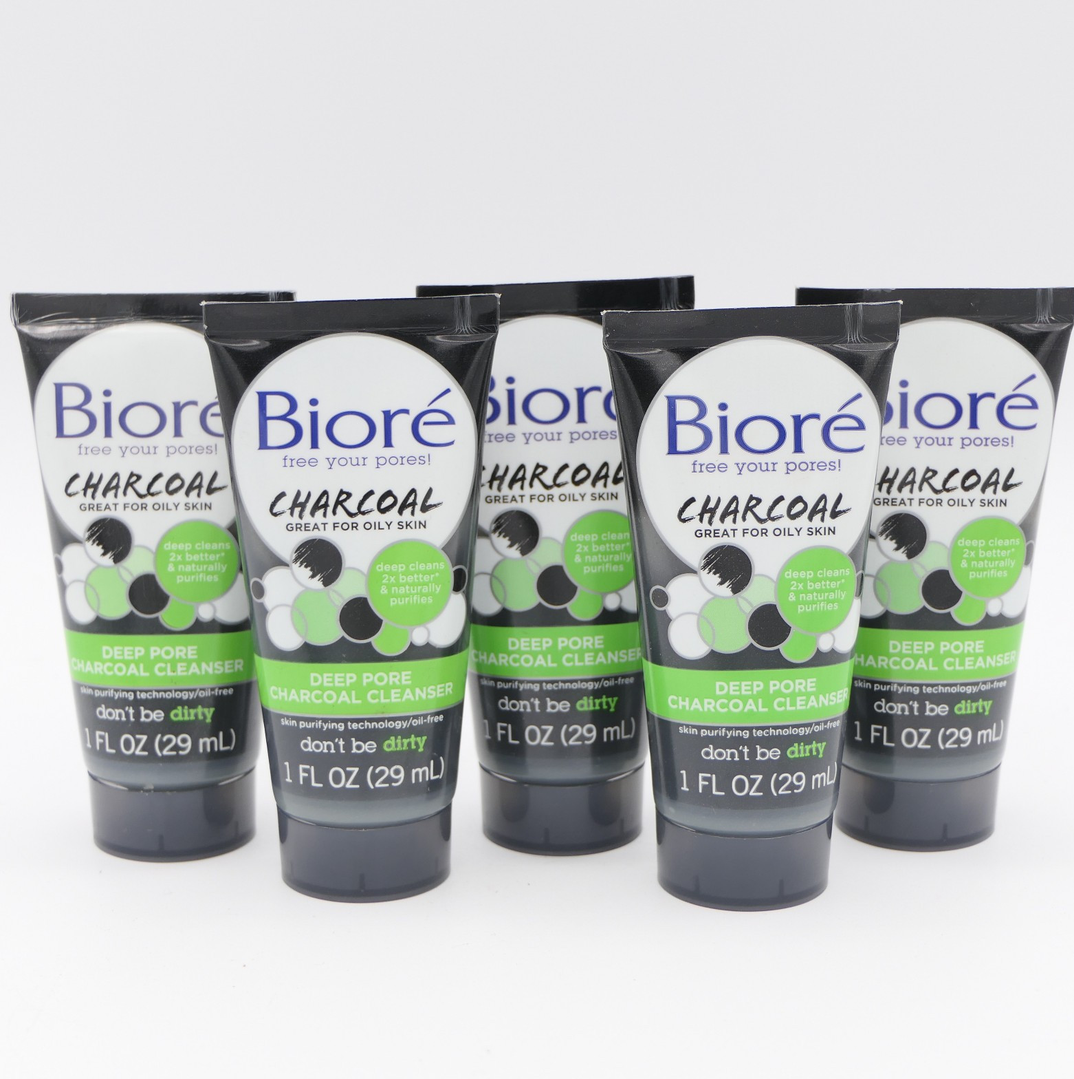 Biore' Charcoal Deep Pore Charcoal Cleanser Travel Size 5 Pack 1 fl oz Ea