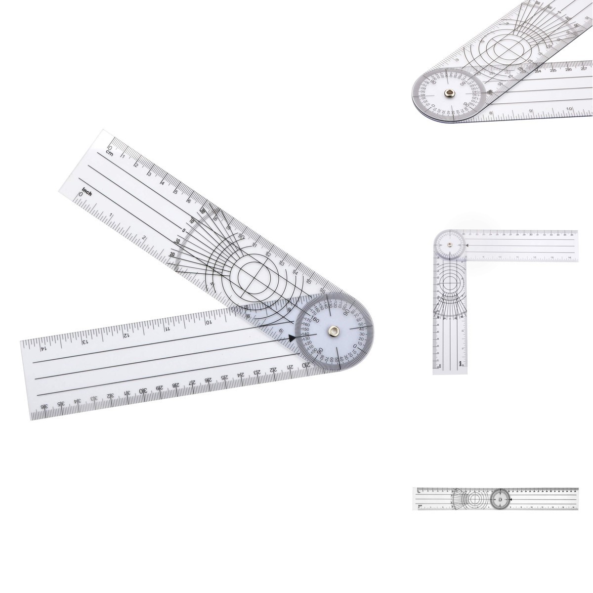 WIN TAPE Clear Plastic Goniometer 360° 7'' Arms