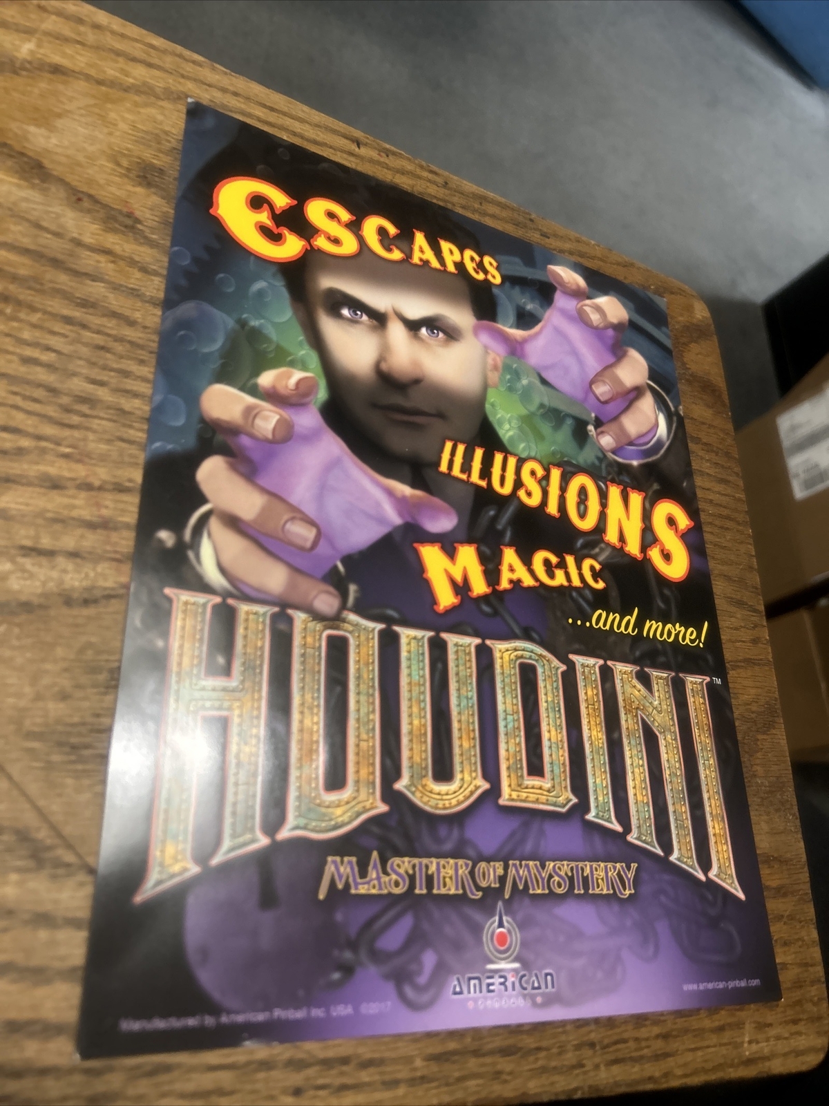 American Pinball HOUDINI Pinball Machine flyer- original