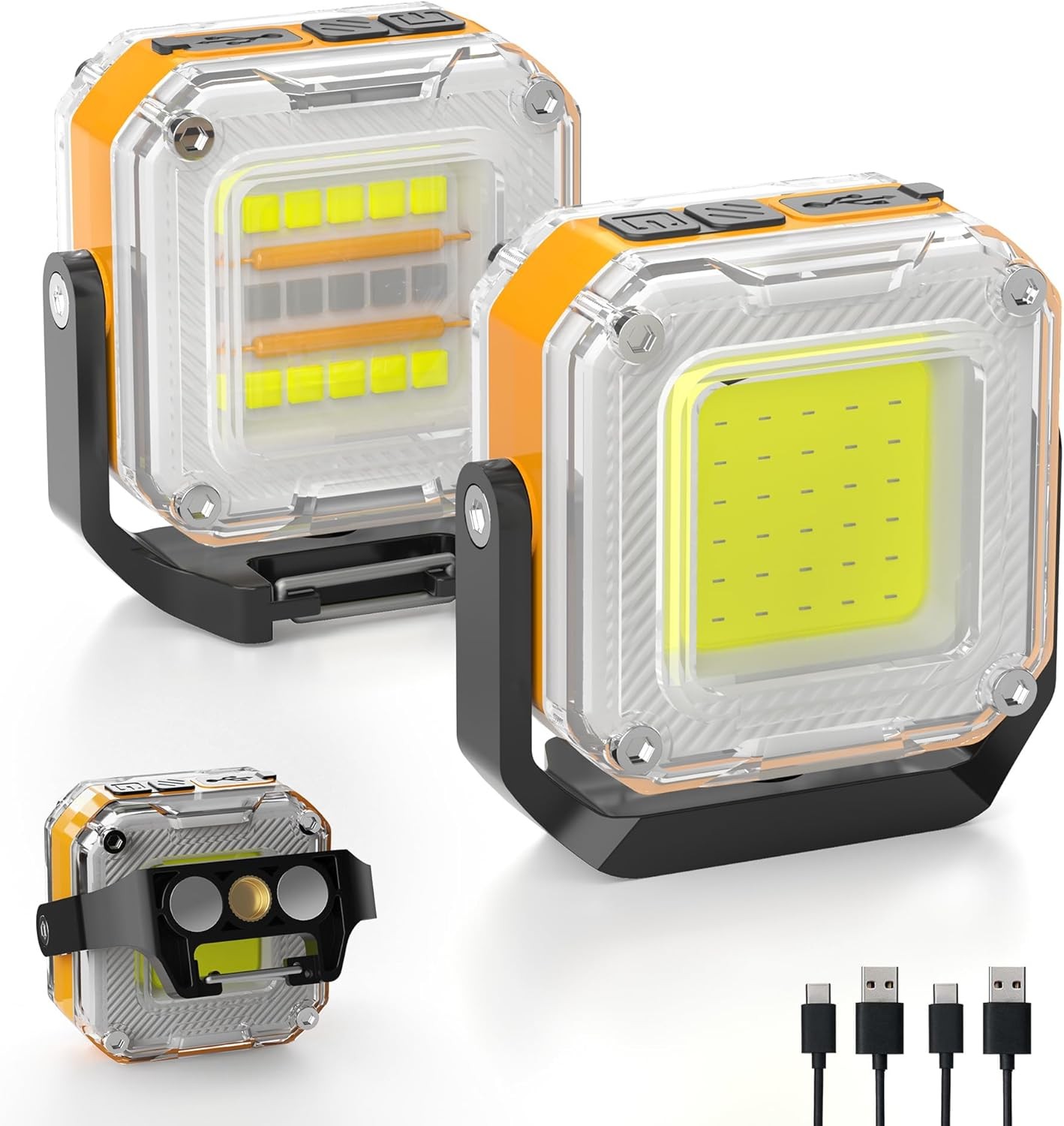 Rechargeable Work Light, 2Pack 1200LM Double-Sided Portable Work Lights with 8 M