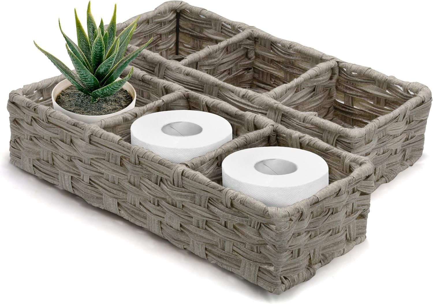 [2 PACK SET] Wicker Storage Basket Boho Organization & Storage Container