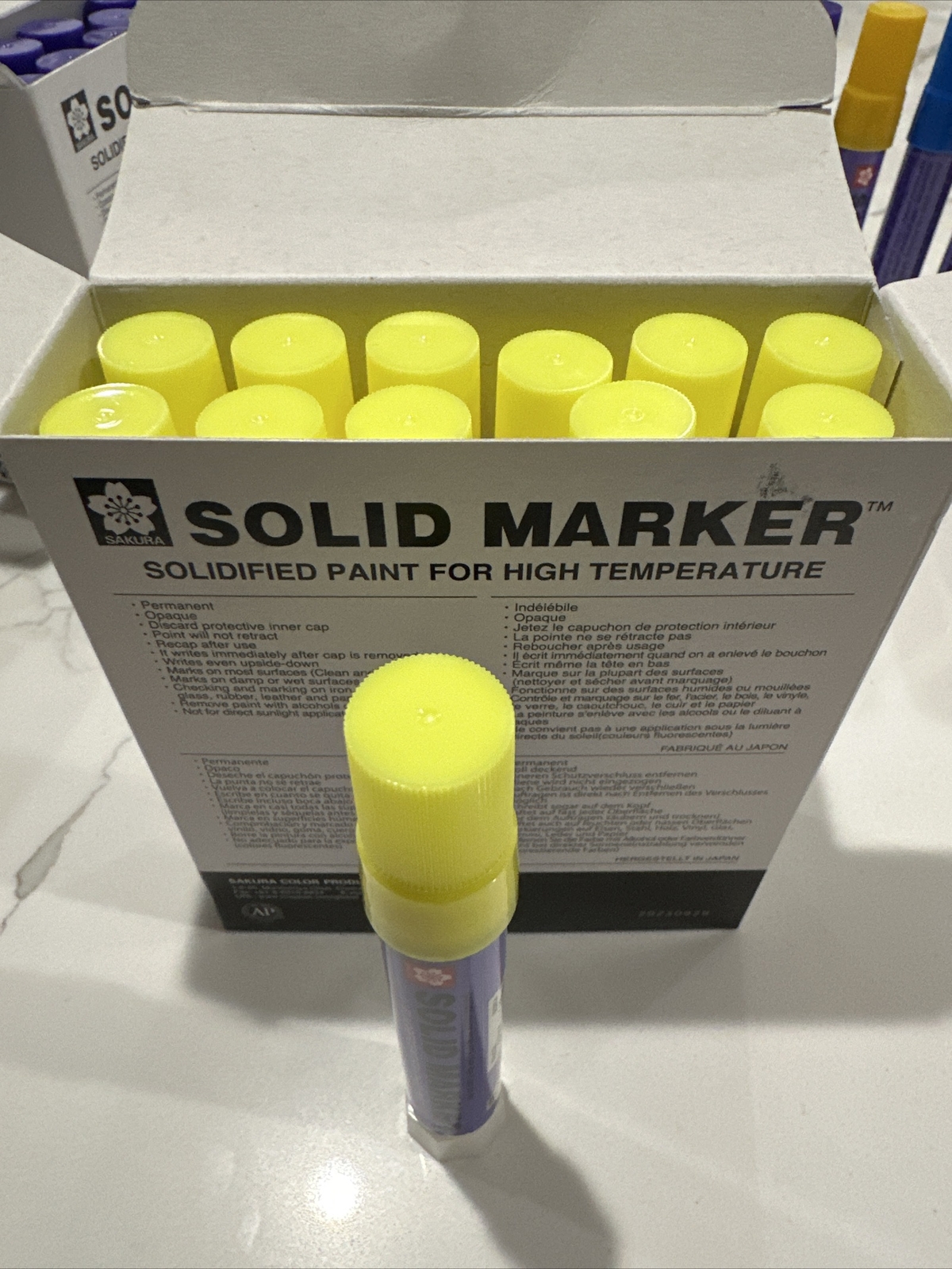 Sakura Solid Paint Markers FL. YELLOW XSC-3  BOX OF 12 ( STREAKS, GREASE PENS)