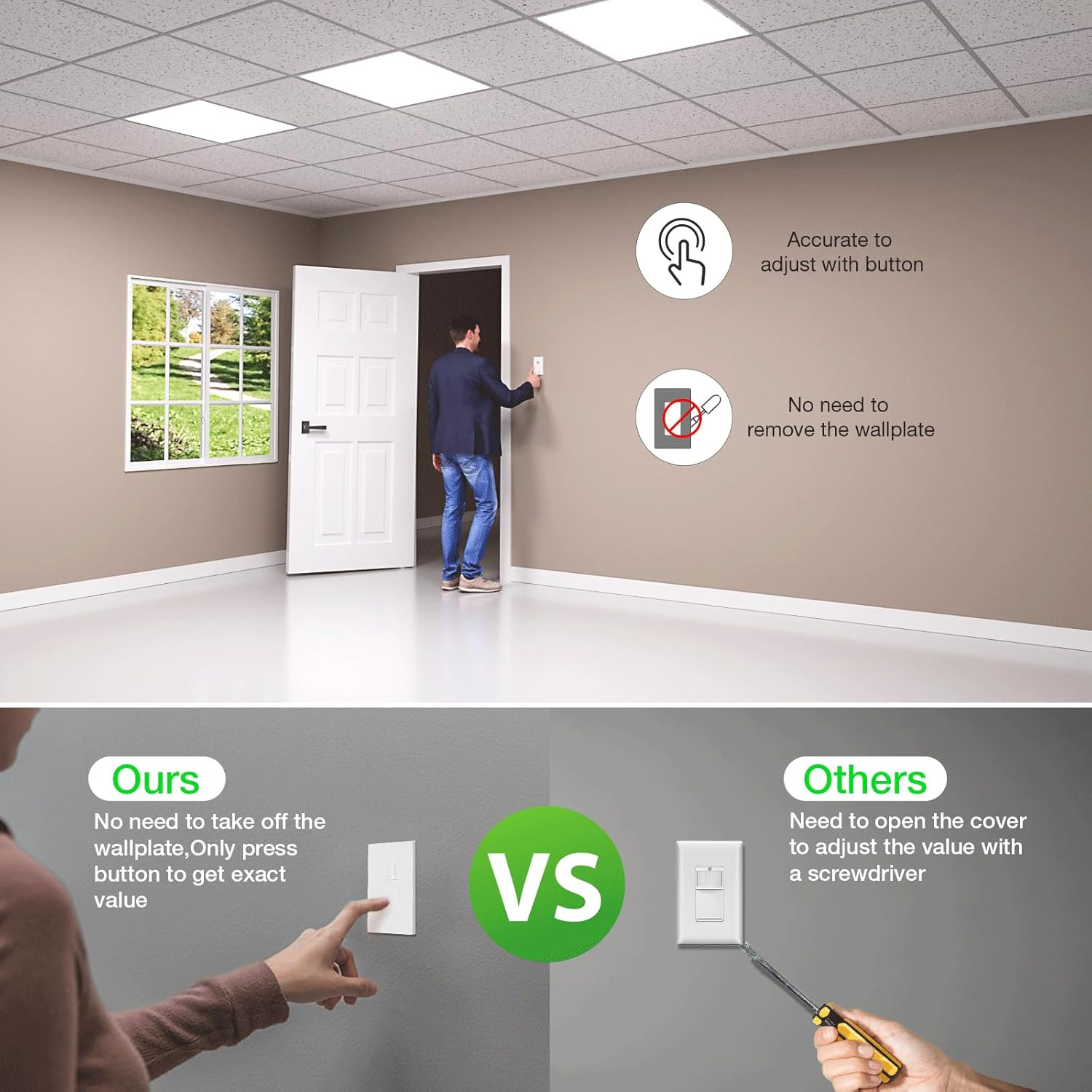 RAYZEEK Motion Sensor Light Switch, No Neutral Wire Required, No Ground Wire Nee