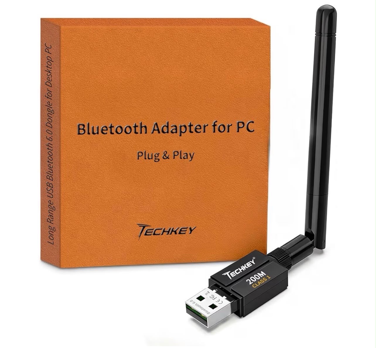 Techkey USB Bluetooth 6.0 Adapter 600FT Long Range 5dBi Antenna PC