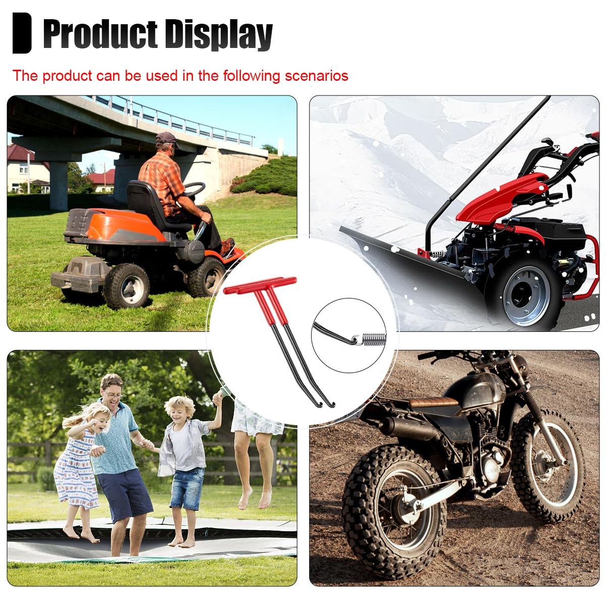 Motorcycle Exhaust Spring Hook, T Shaped Handle with Rubber Coating Accessories