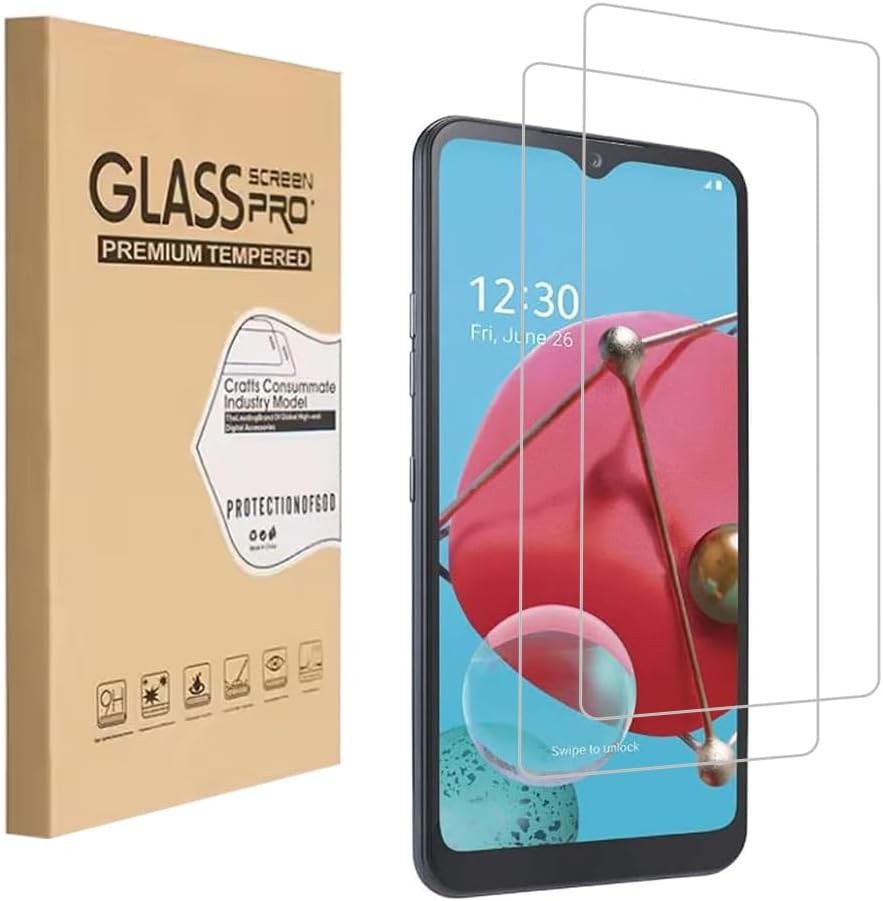 2-Pack Premium Bubble-Free 9H Hard Tempered Glass Screen Protector For LG K51