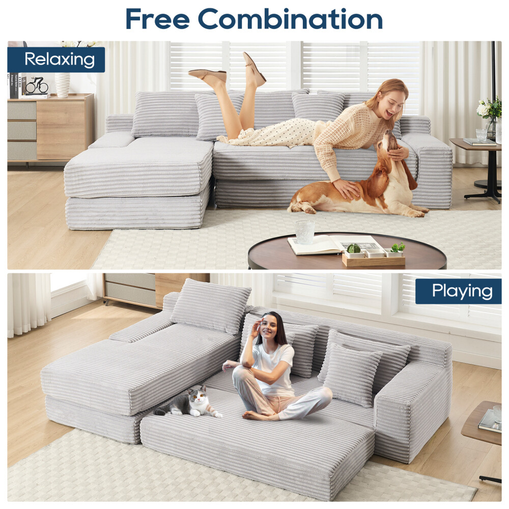 L-Shaped Sectional Couches Convertible Sofa Bed, Compression Sofa, Modular Couch