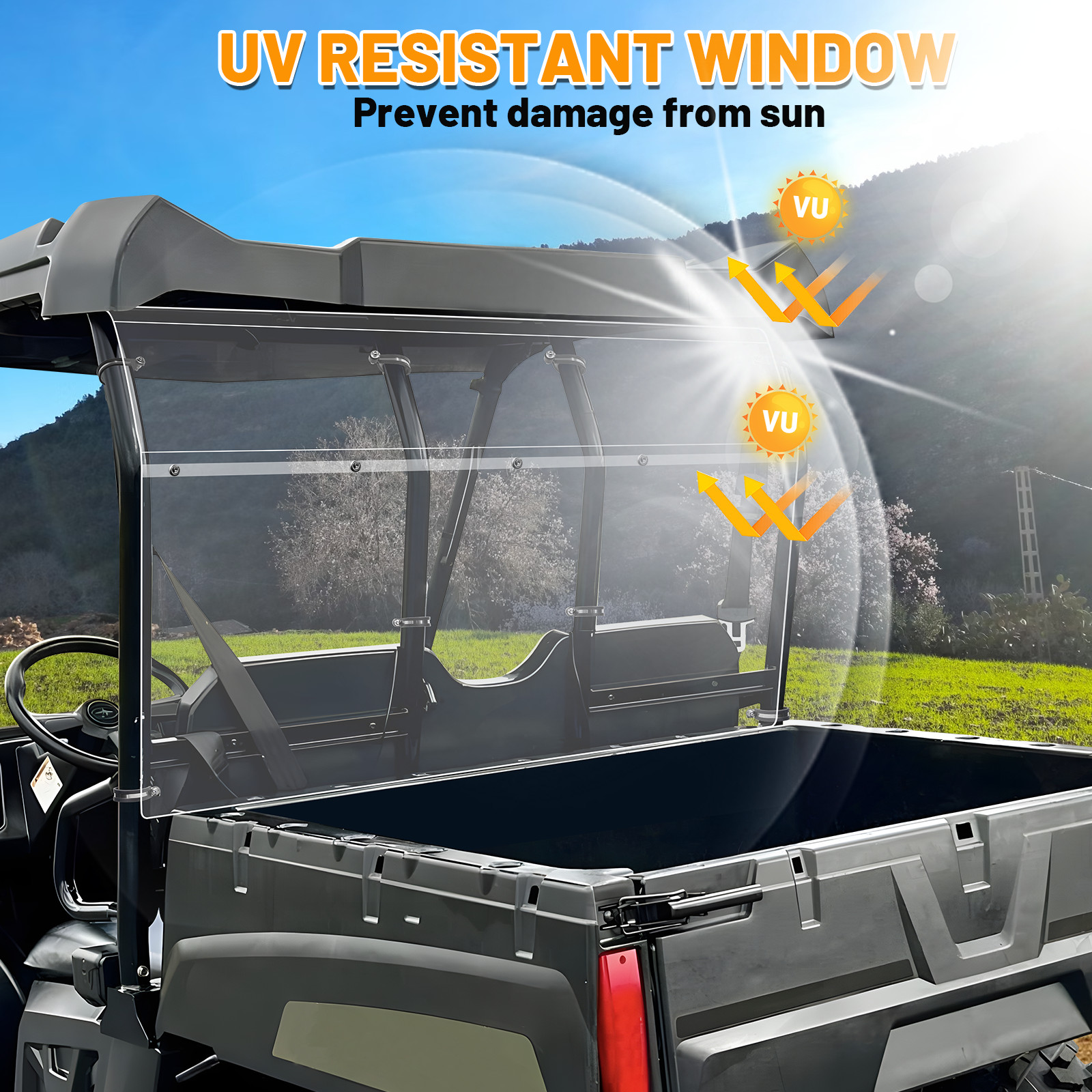 For Polaris Ranger Mid-Size (All model) 2010-2014 Rear Windshield PC Back Window