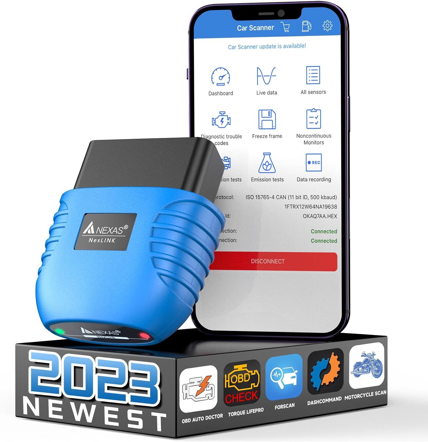 NEXAS NexLink Car Bluetooth OBD2 Scanner Diagnostic Scan Tool for IOS Android