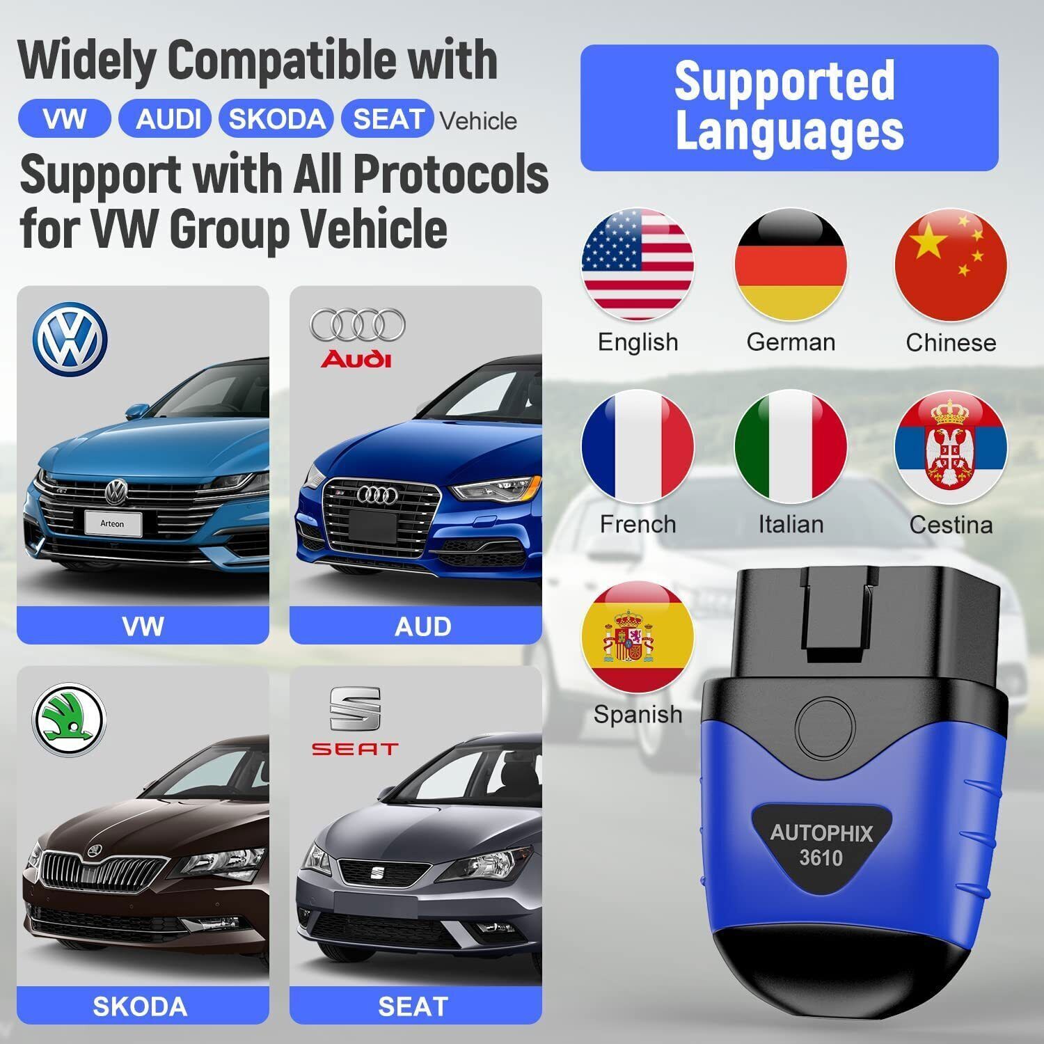 AUTOPHIX 3610 Bluetooth Diagnostic Scan Tool OBD2 Scanner Code Reader EPB Reset