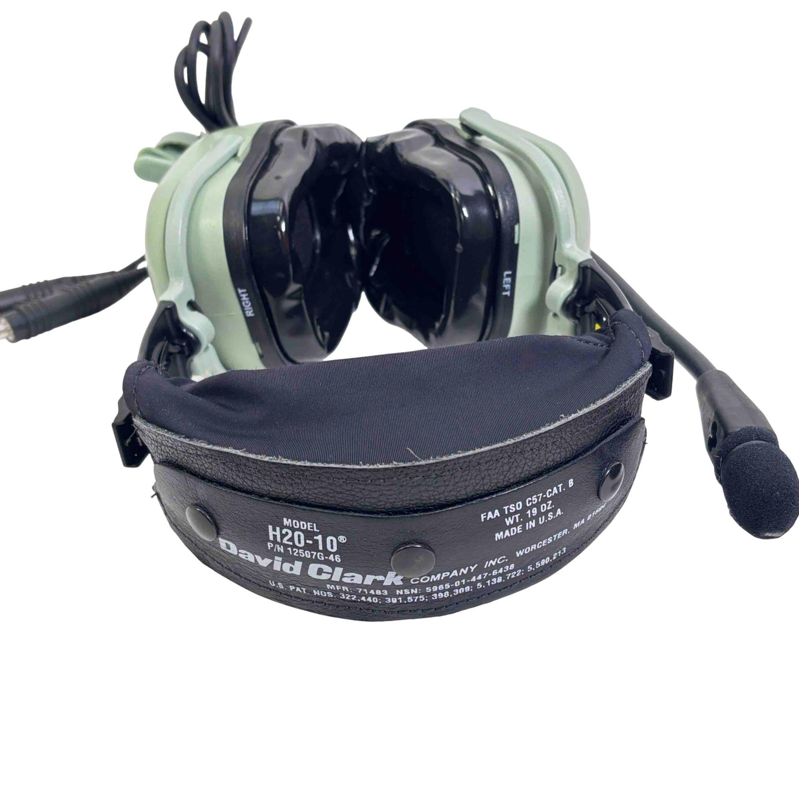 David Clark H20-10 (12507G-46) Aviation Headset - Untested See Description