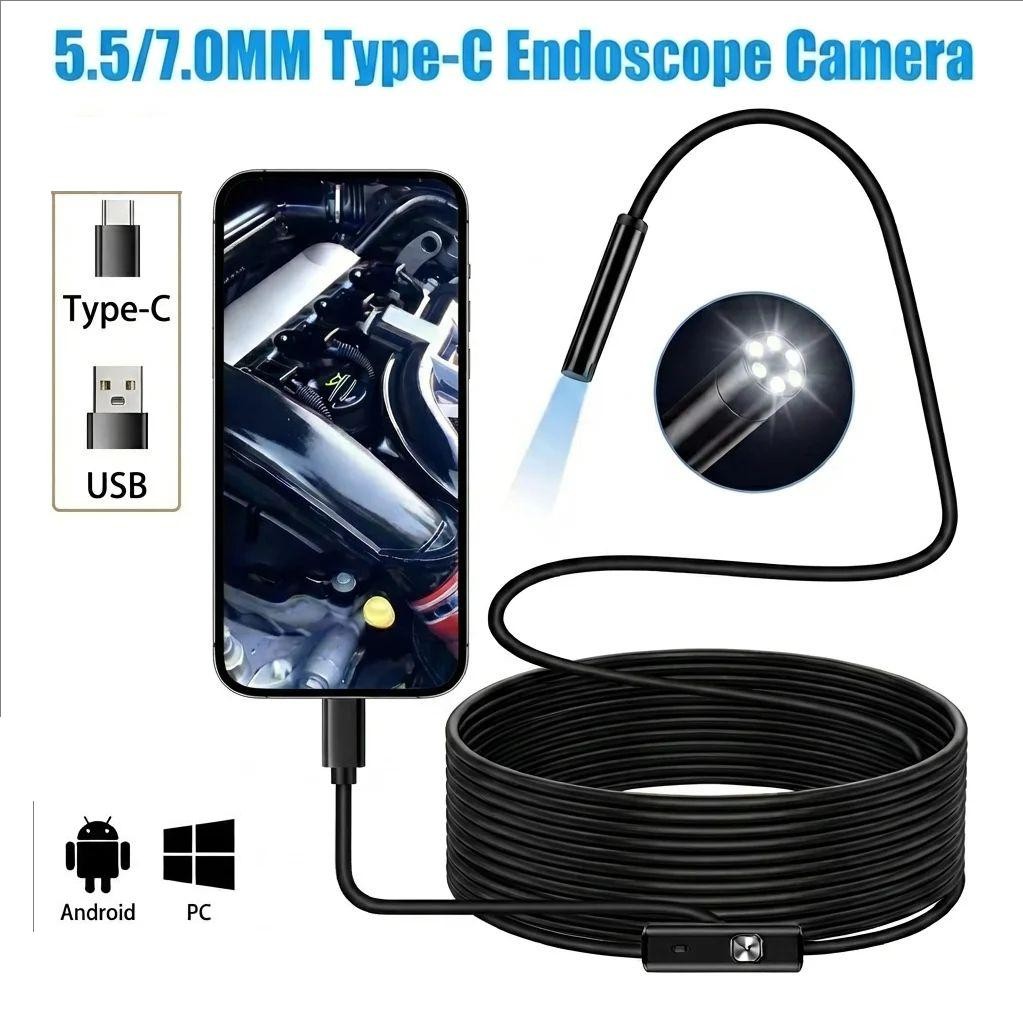 5.5/7.0MM TYPE-C Endoscope Camera 6 LEDs Adjustable USB OTG Android Flexible