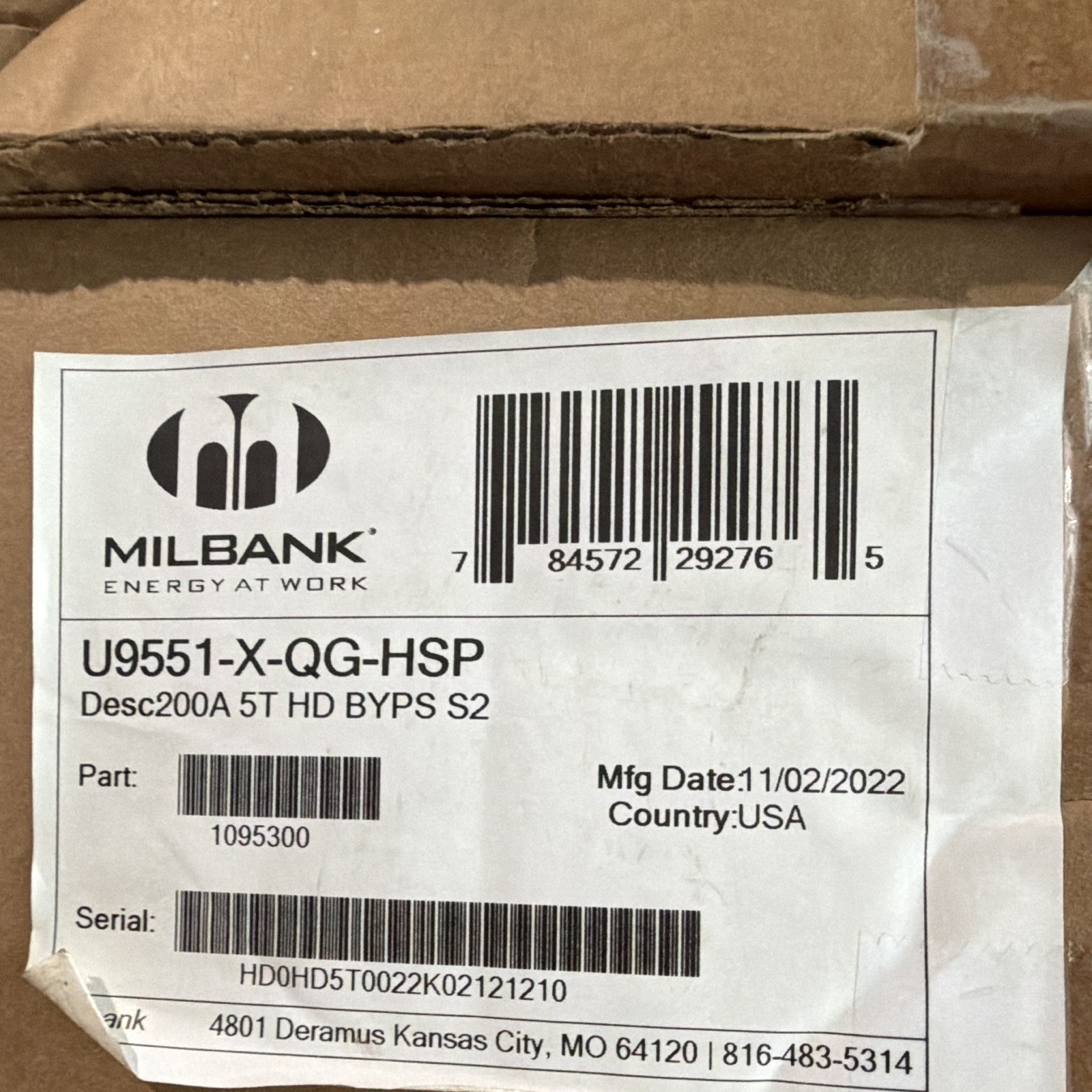 Milbank 200A Heavy Duty Bypass Meter Socket U9551-X-QG-HSP