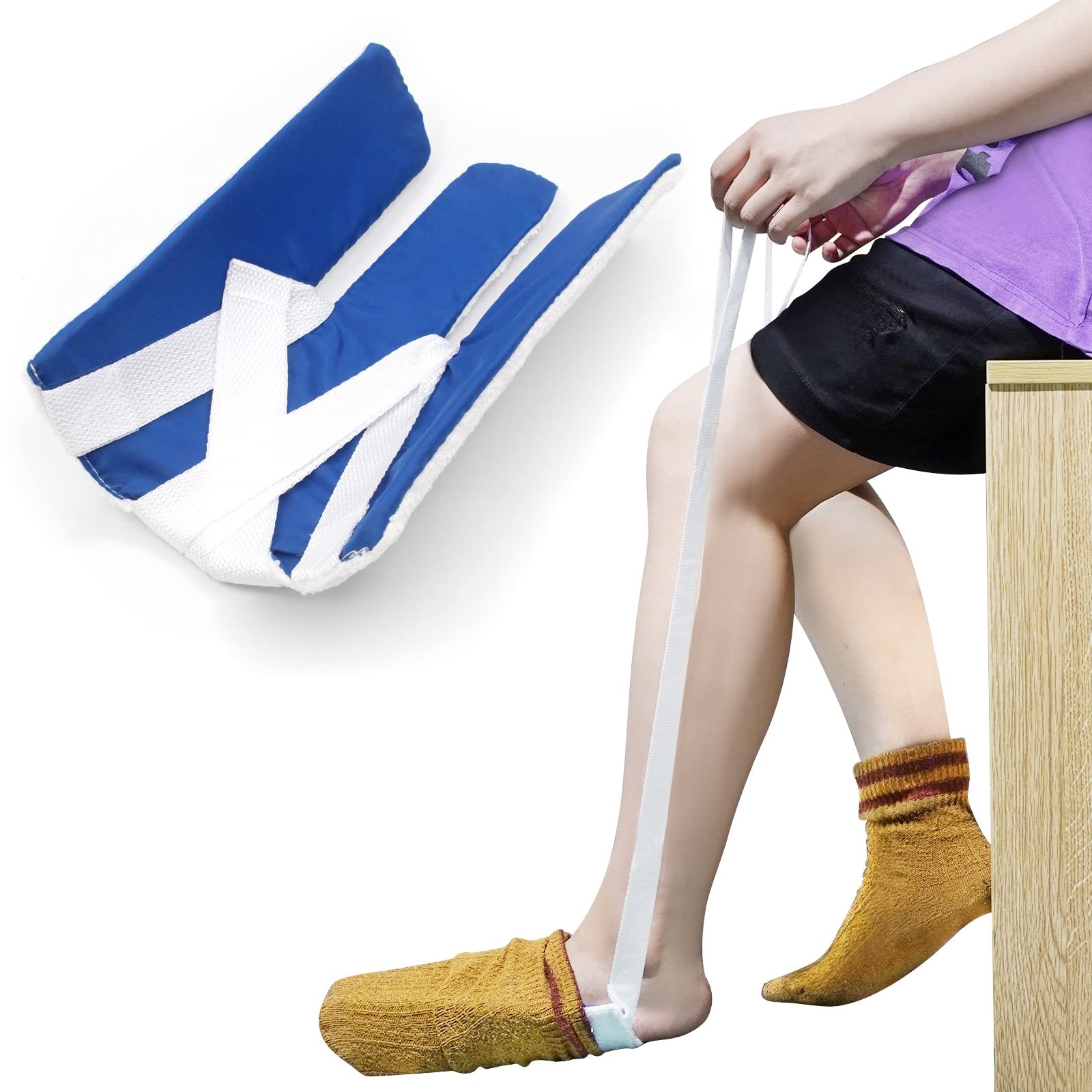 Sock Aid, Helpers to Put on Your Socks 1 Count (Pack of 1), Dark Blue
