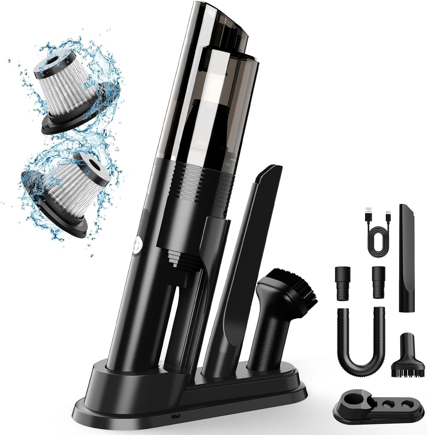 Handheld Cordless Vacuum Cleaner 10KPA Powerful Suction Charging Dock Car