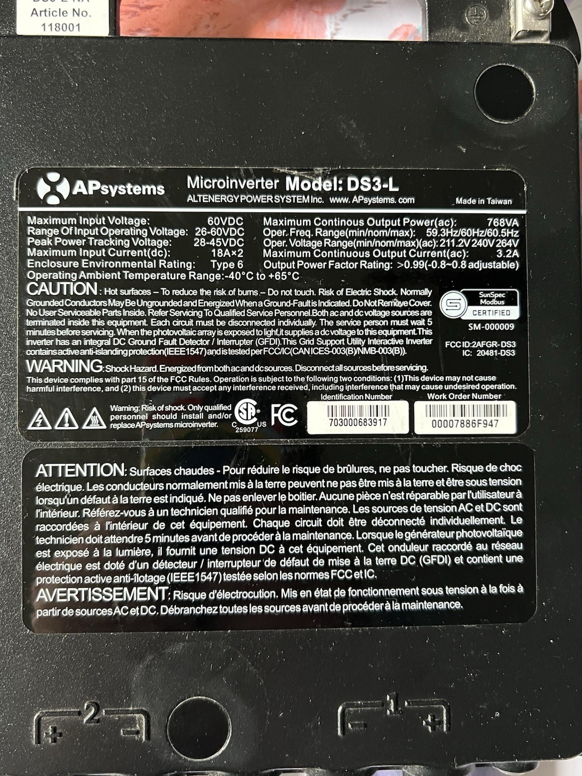 APsystems DS3-L Dual Microinverter Never Used!!