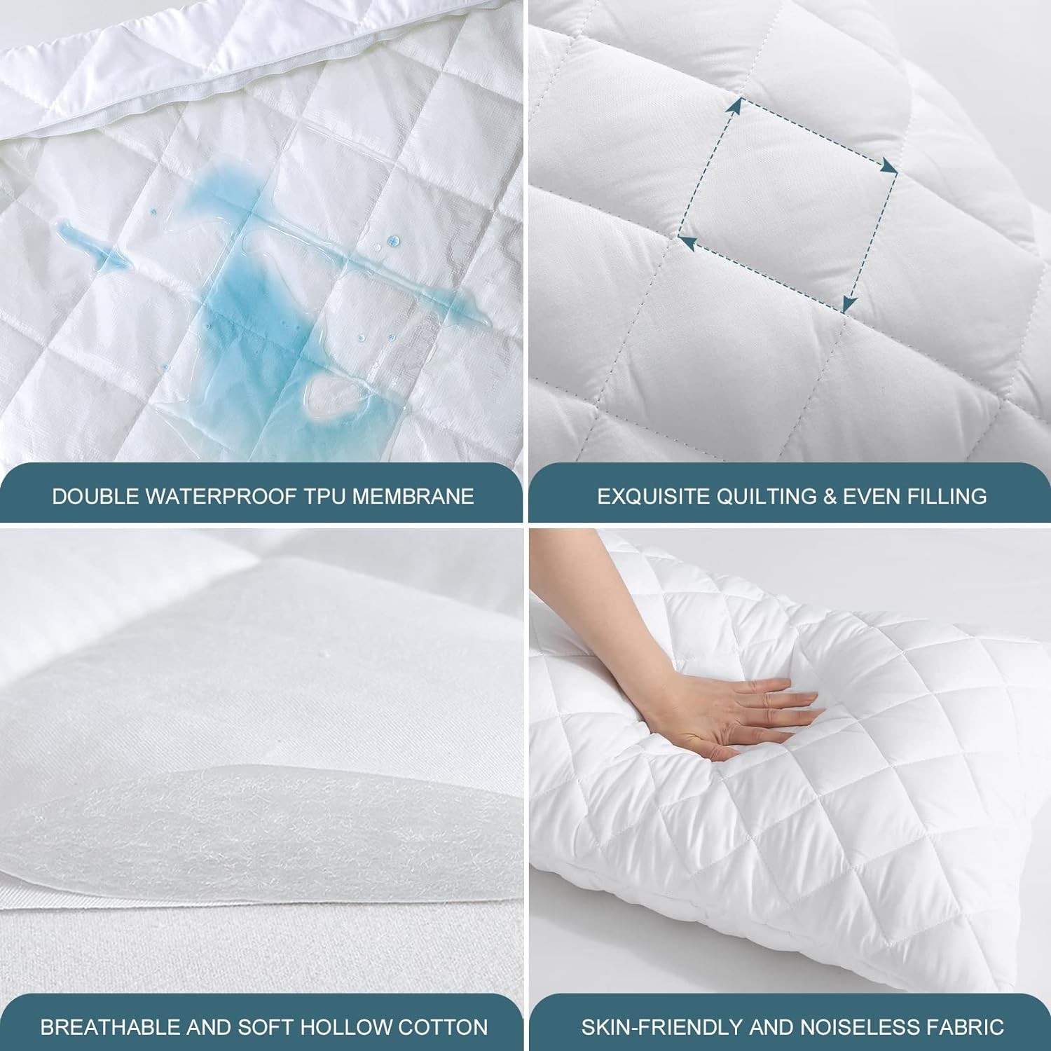 UNILIBRA Waterproof Pillow Protector Quilted Standard Protector, White