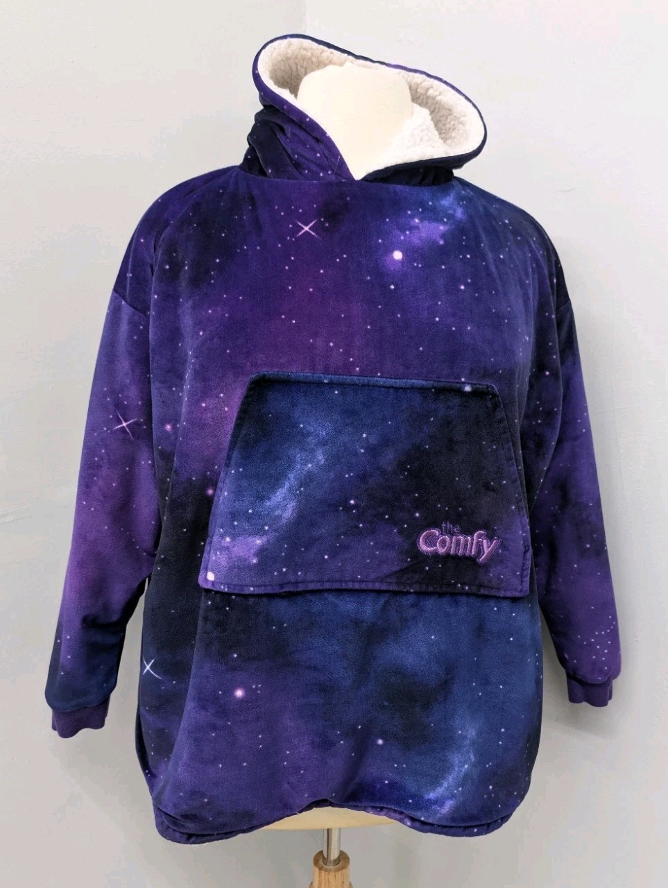 The Comfy Wearable Blanket Hoodie Galaxy Space Purple Sherpa Lined One Size