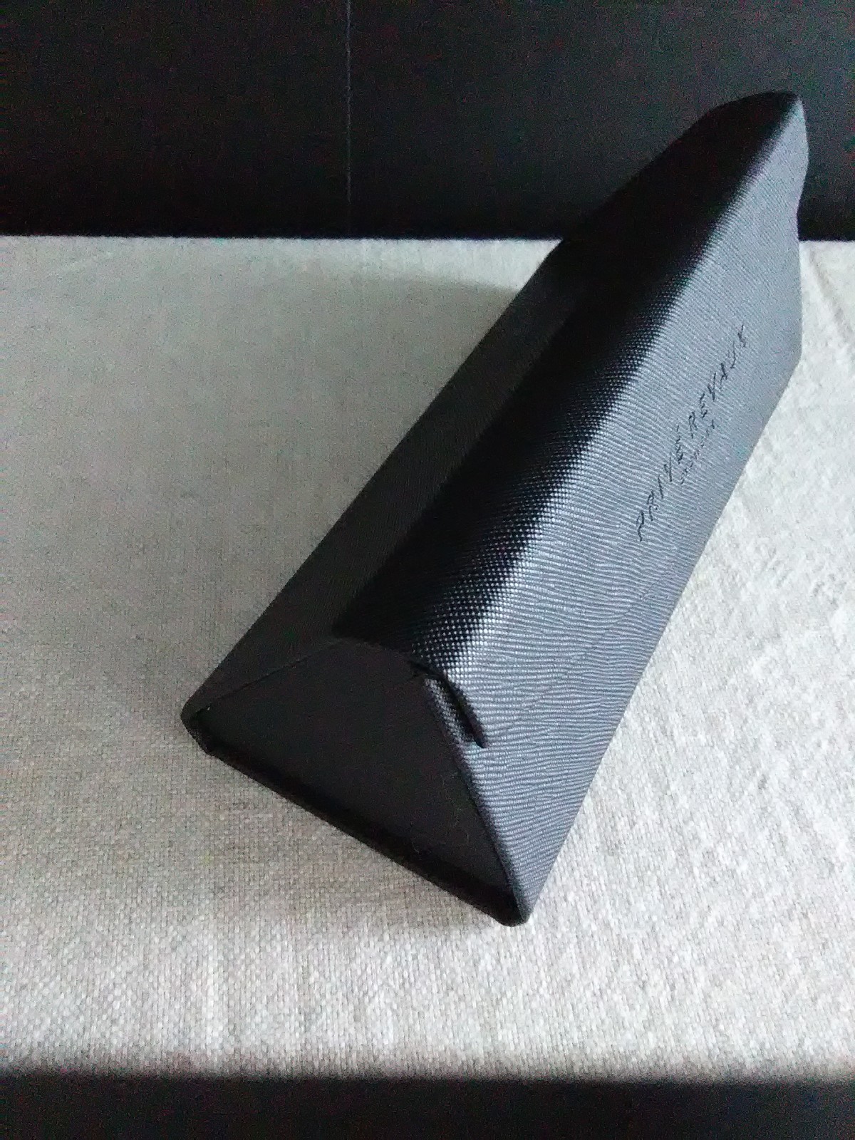2 Prive Renaux collapsible triangular eyeglass cases for glasses & sunglasses
