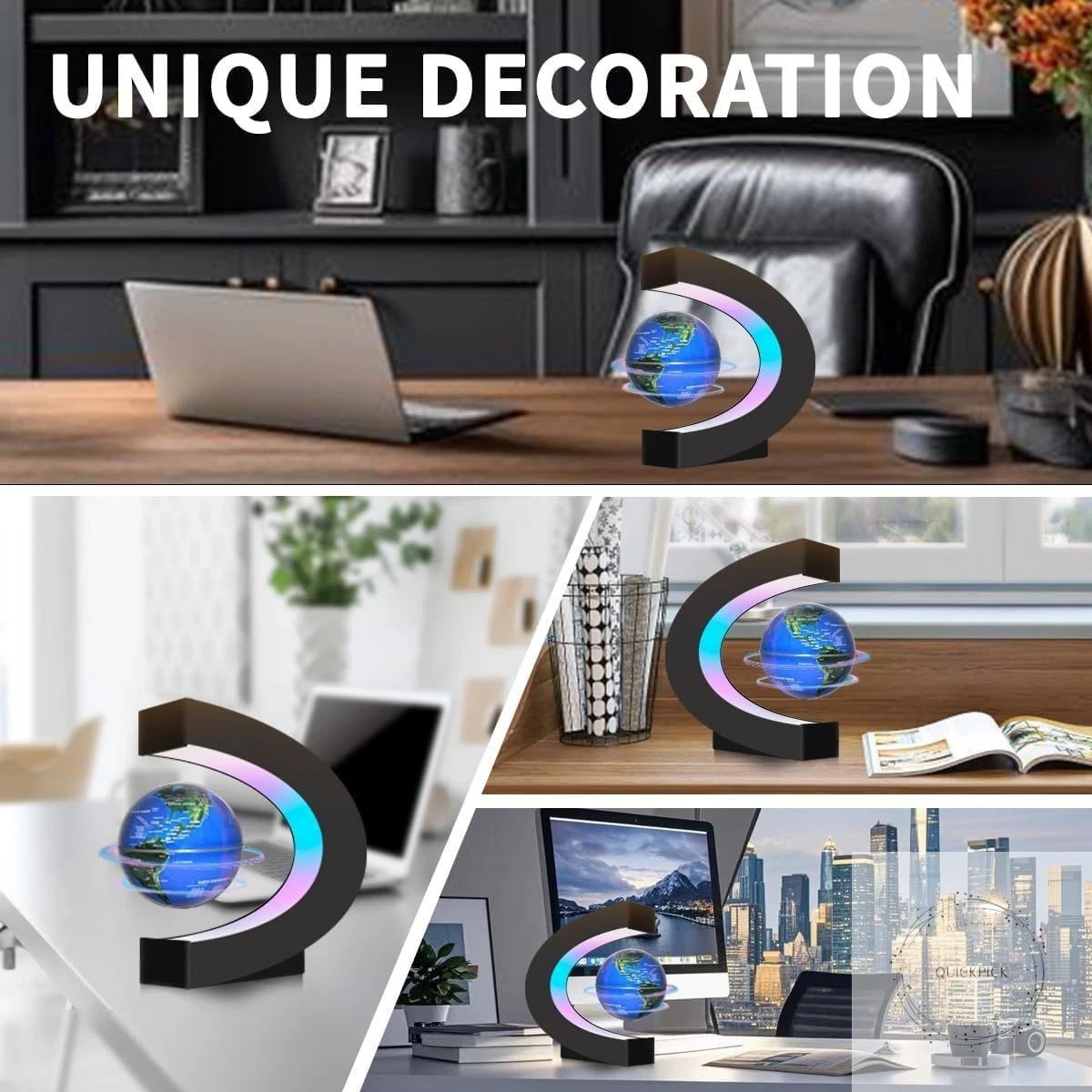Magnetic Levitating Floating Globe with LED Lights, Cool Gadgets C Frame Globe