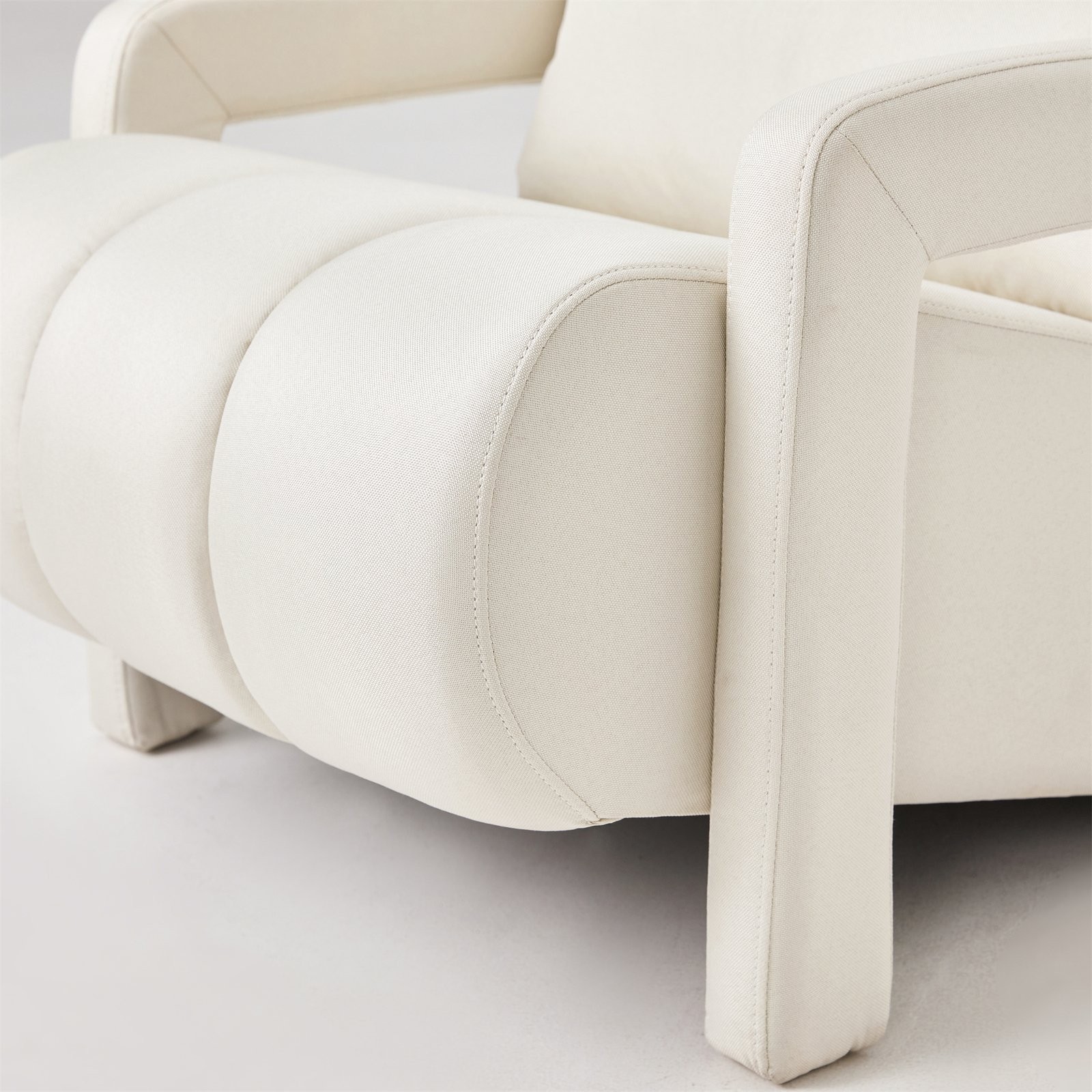Modern Linen Fabric Upholstered Accent chair Lounge Arm Chair with Pillow Beige
