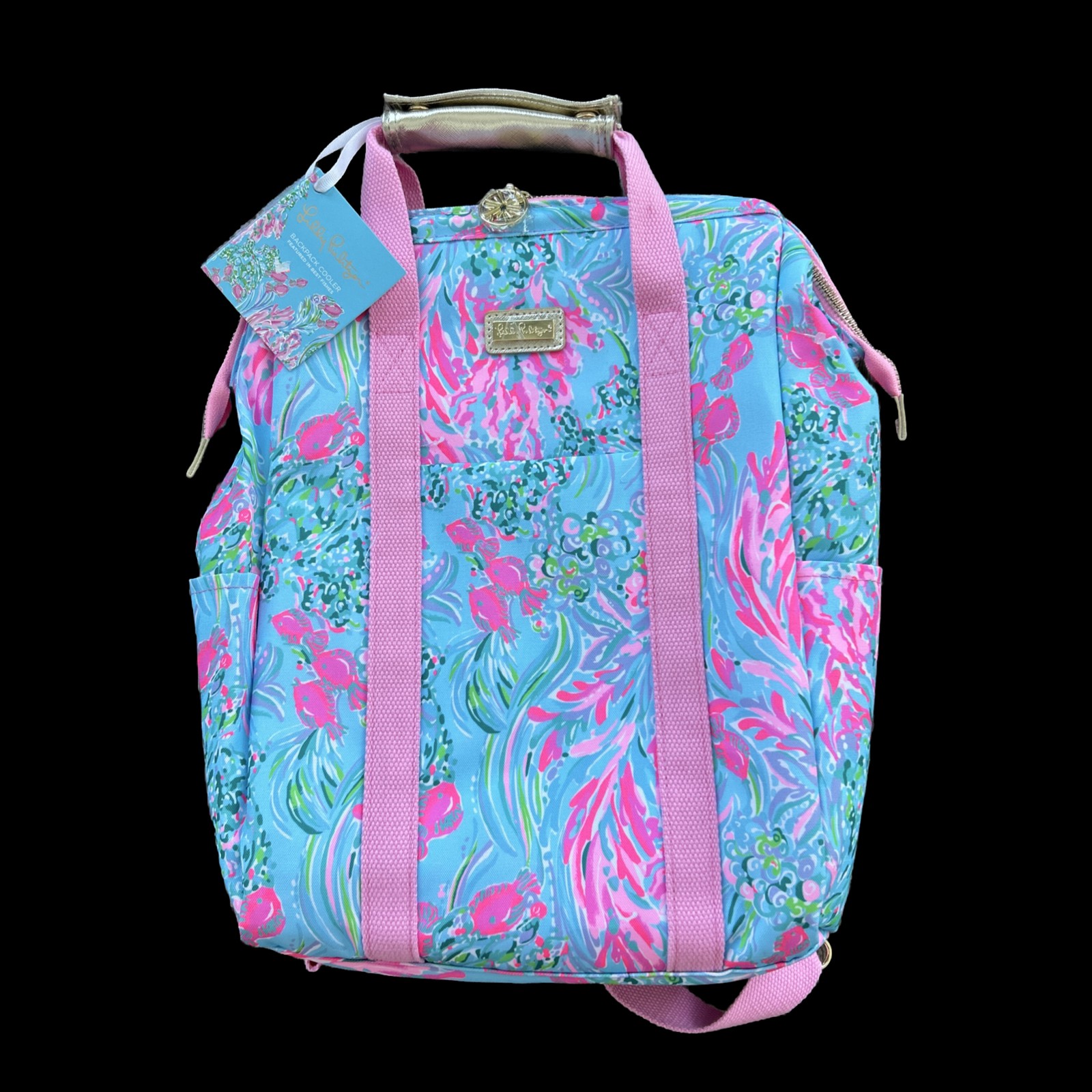 New Lilly Pulitzer Best Fishes Print Insulated Soft Cooler Backpack Bag Picnic