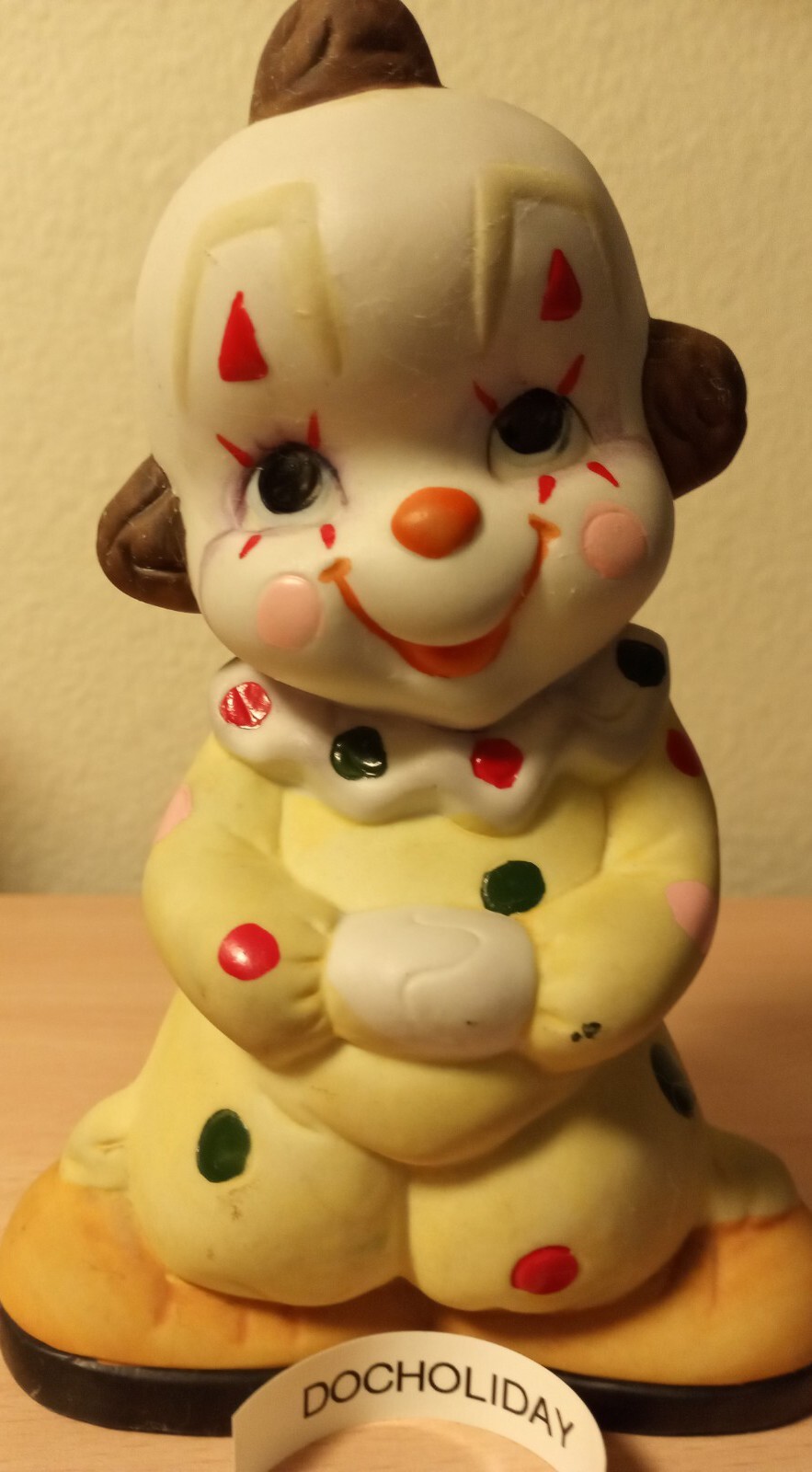 Vintage Sweet Face Clown 6" Porcelain Figurine Night Light Part