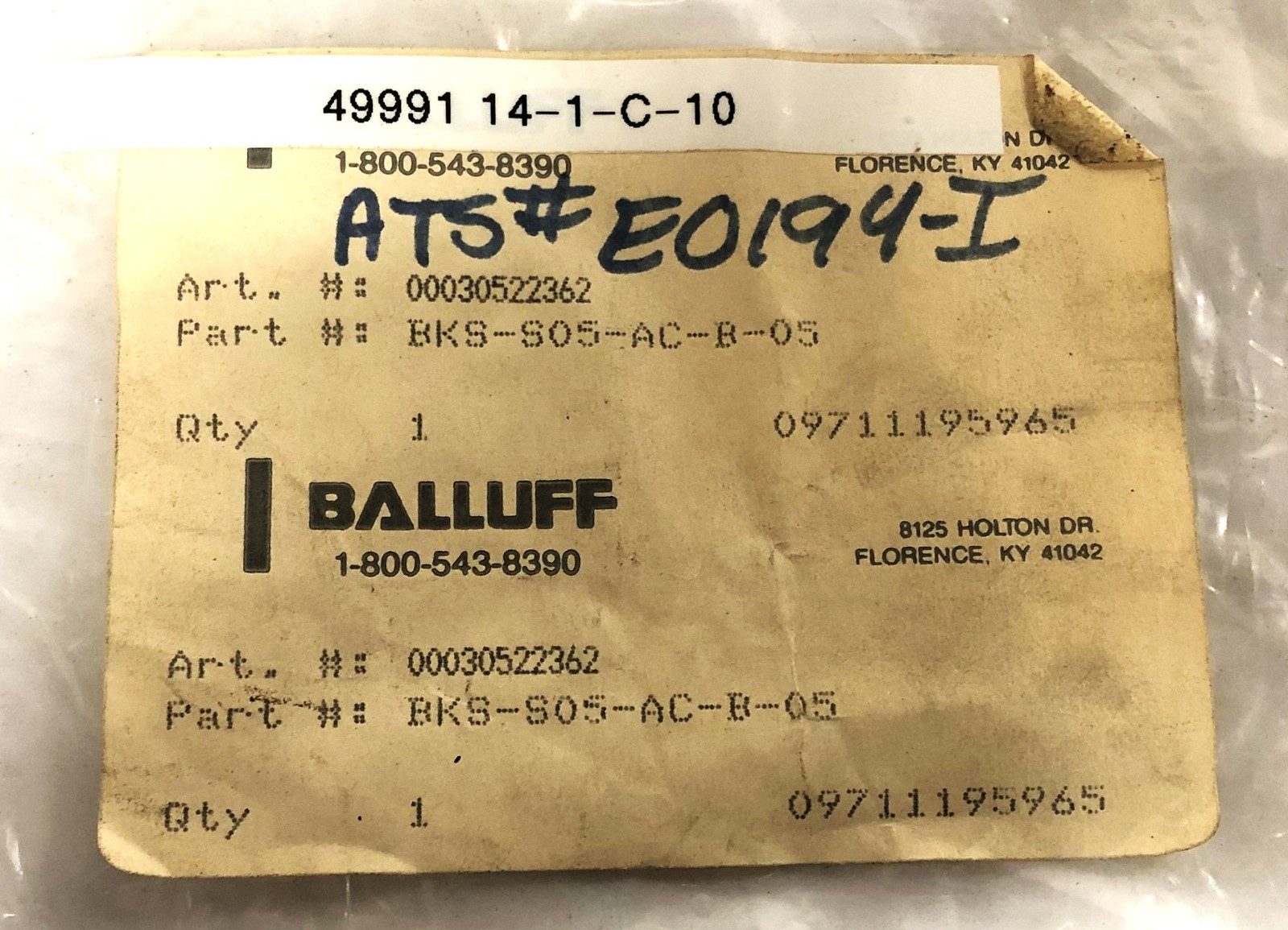 Balluff Proximity Sensor BKS-S05-AC-B-05 NOS