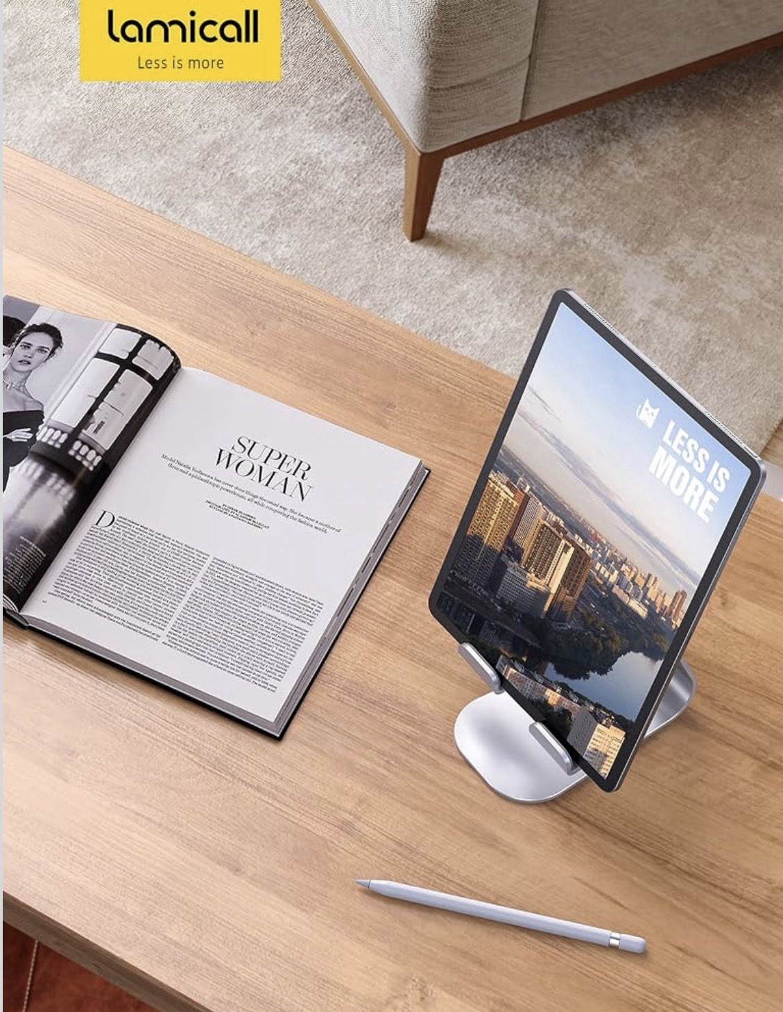 Lamicall Tablet Stand, Adjustable Tablet Holder - Desktop Stand Dock black