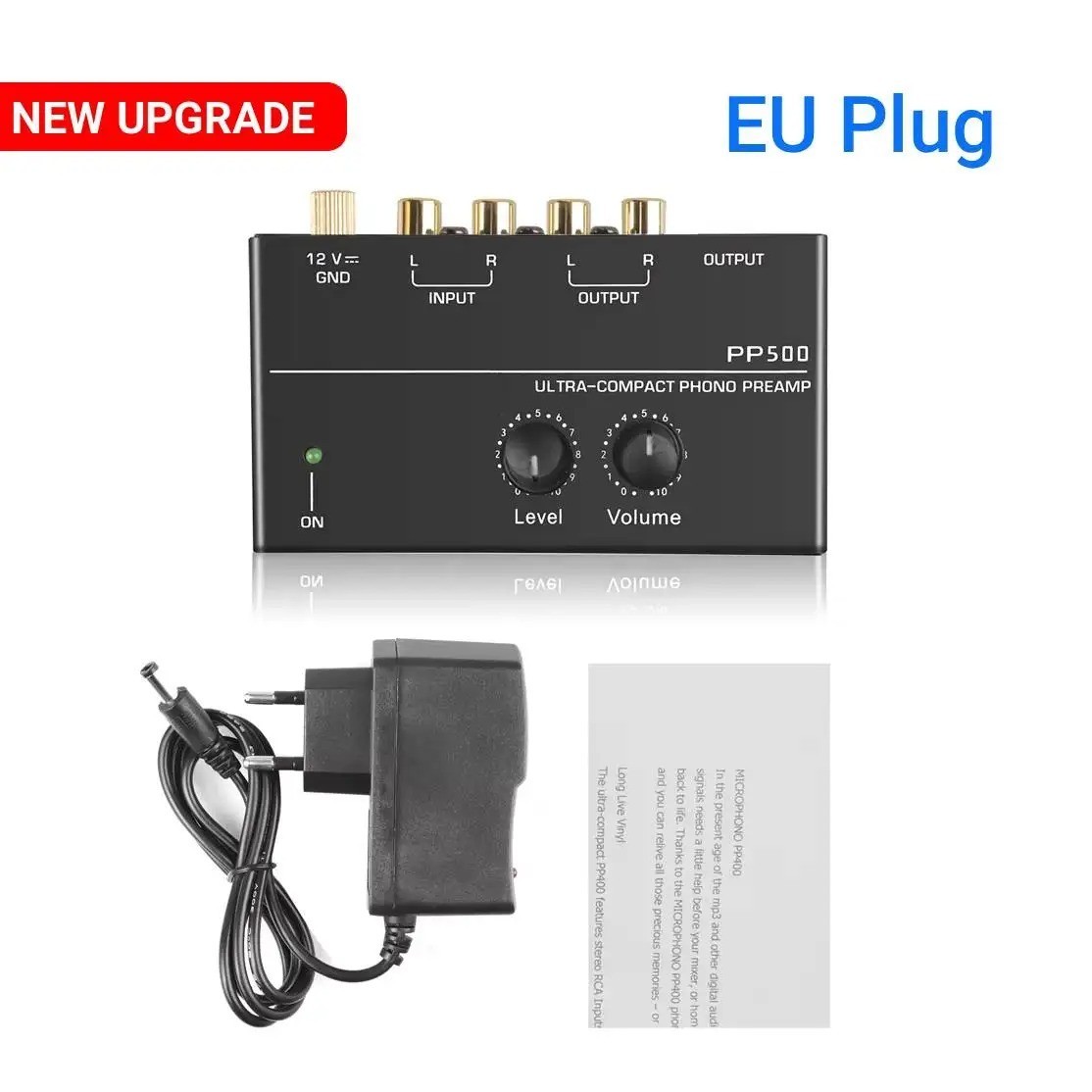 Pyle Phono Turntable Preamp Mini Electronic Audio Stereo Phonograph Preamplifier