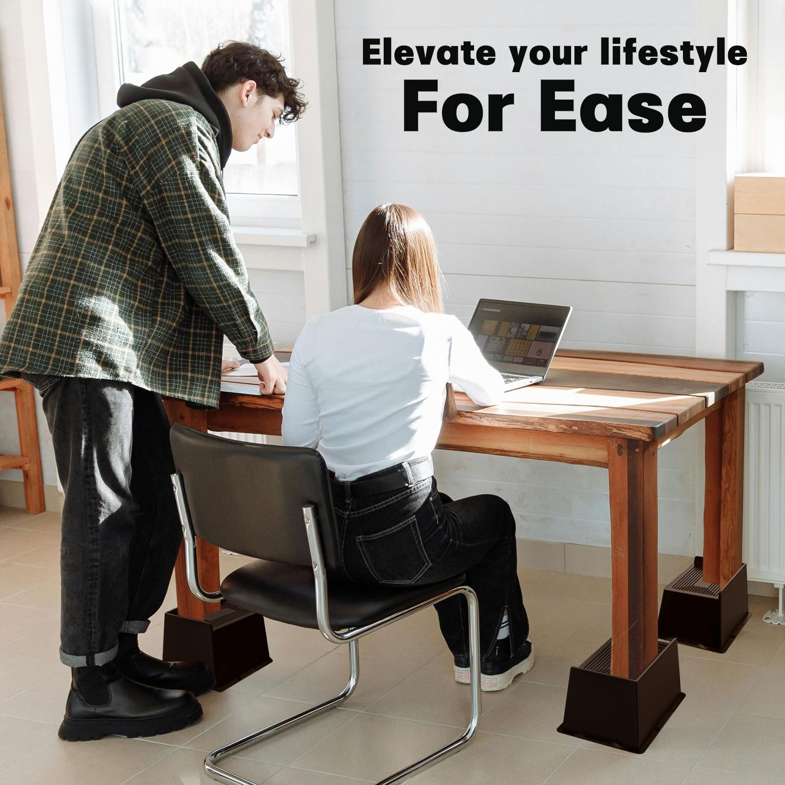 Bed Risers 5 Inch Heavy Duty,Oversized Couch Risers, Extra Wide Furniture Ris...