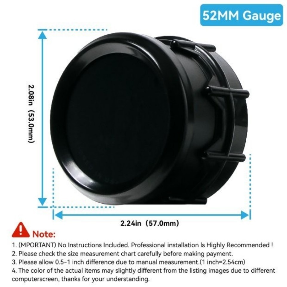 2" 52mm Blue LED Car Digital Water Temp Gauge 68-248Fahrenheit Meter with sensor