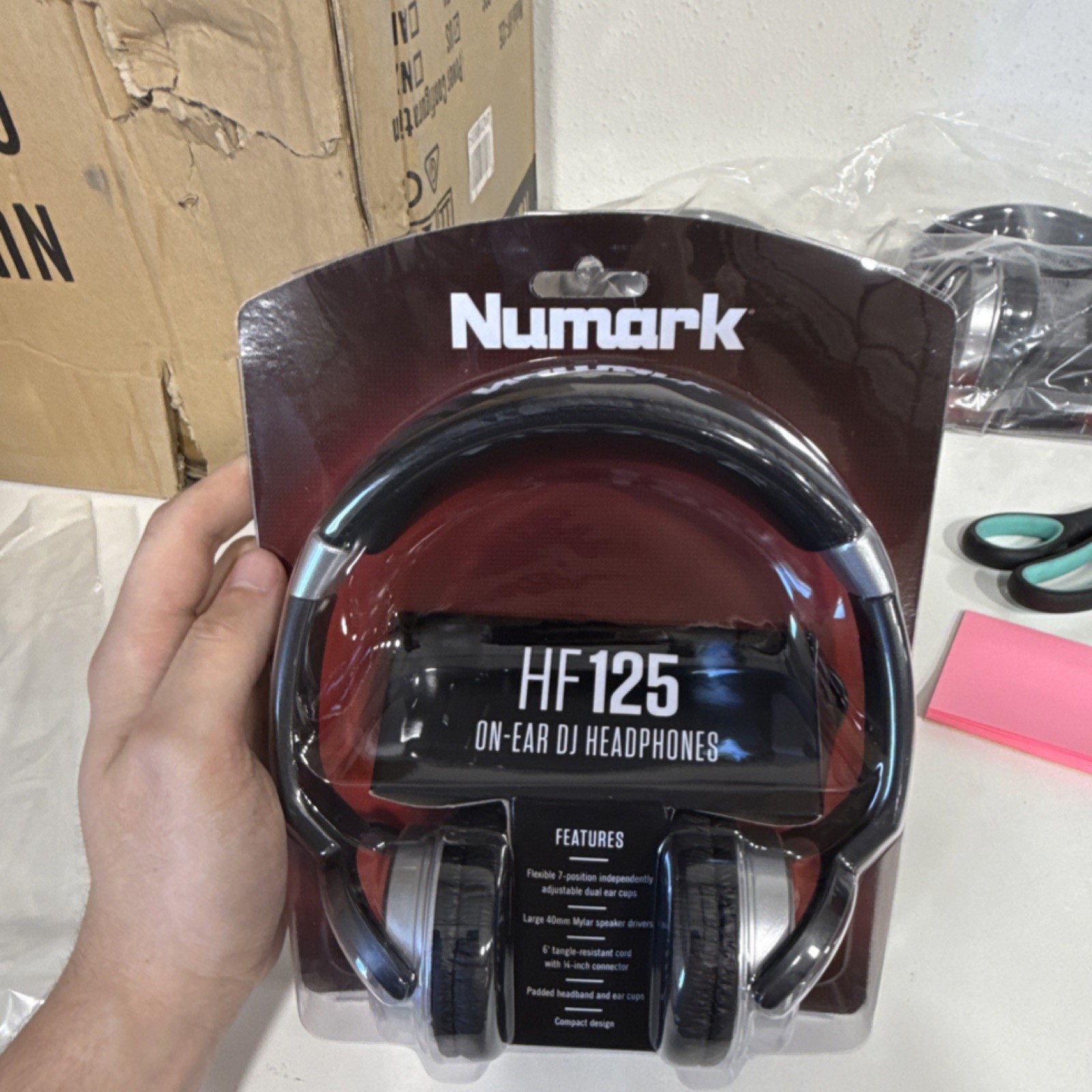 Numark HF125 On-Ear DJ Headphones Black Silver Wired 40mm Rotating Ear Cups DJ