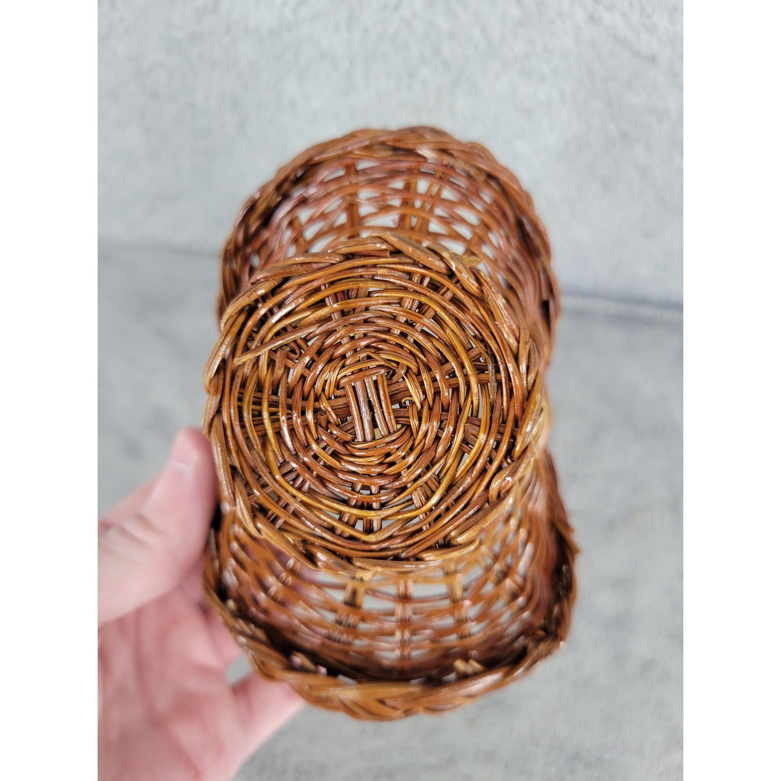 Mini Wicker Basket Decorative Handle Small Rattan Weave Accent