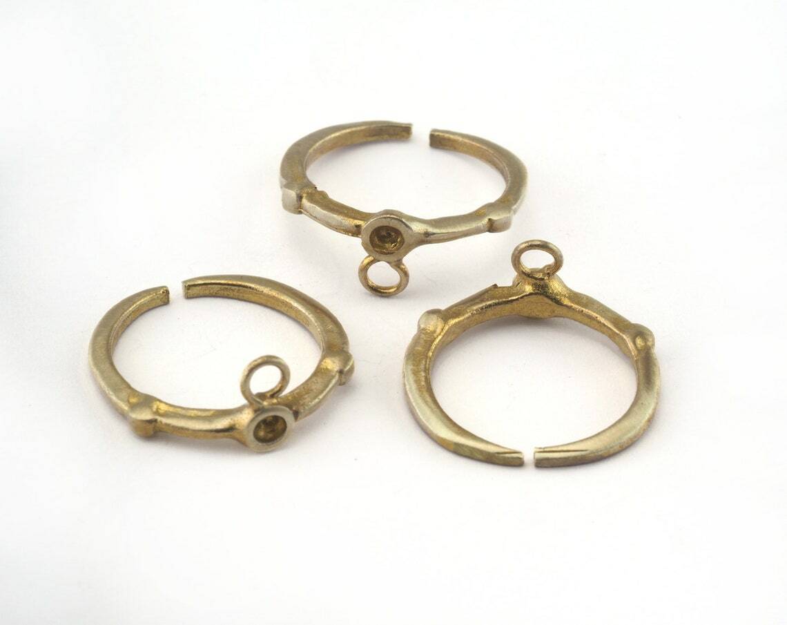 Adjustable Ring Loop Bezel Raw brass 16mm 5.5US inner size - Adjustable 2665