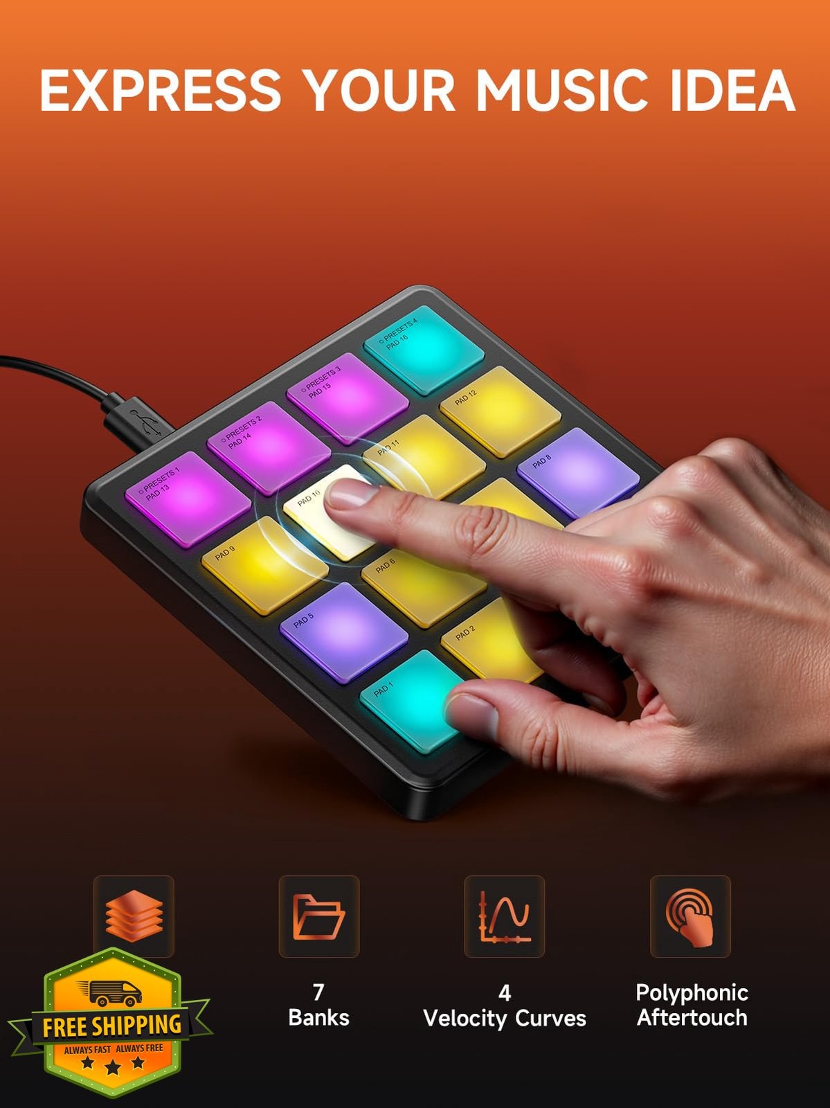 Donner STARRYPAD MINI MIDI Controller Pad