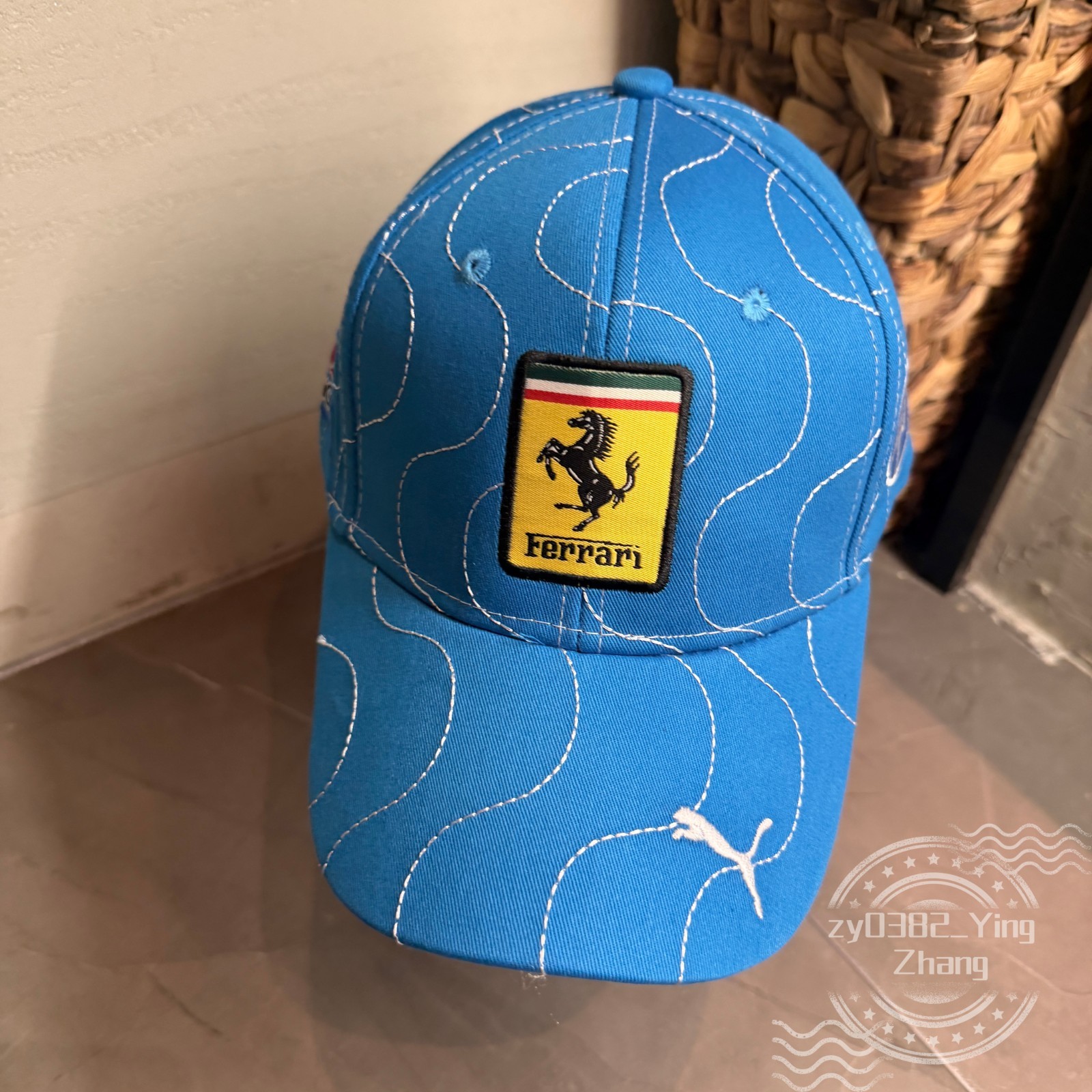 Ferrari new men's outdoor casual adjustable blue striped baseball cap hat