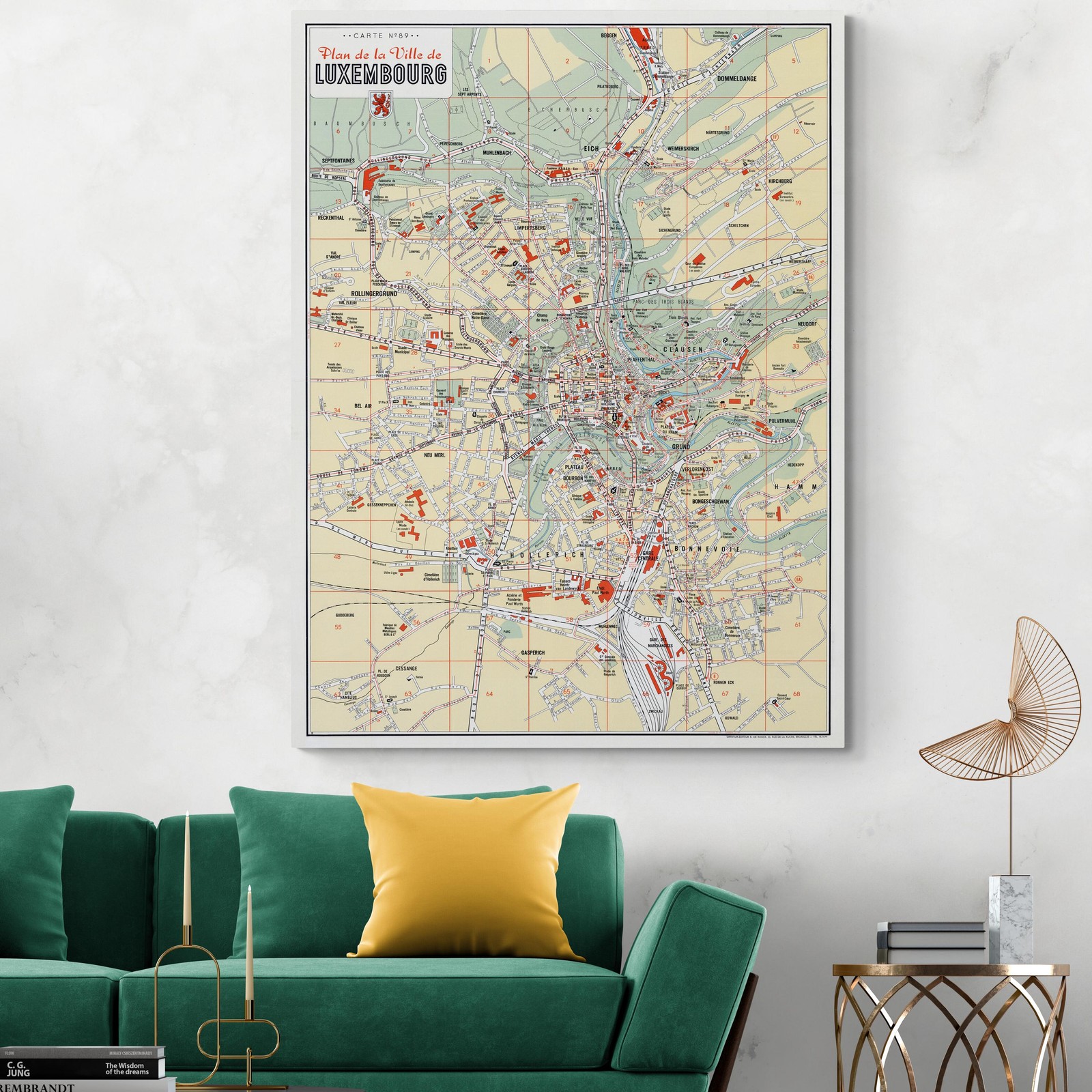 1969 Map of Luxembourg City – Fortifications, Street Layout & Urban Development