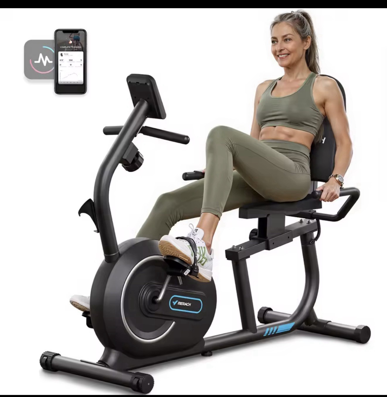 MERACH S08 Recumbent Exercise Bike Workout Machine Full Body Fitness Bluetooth