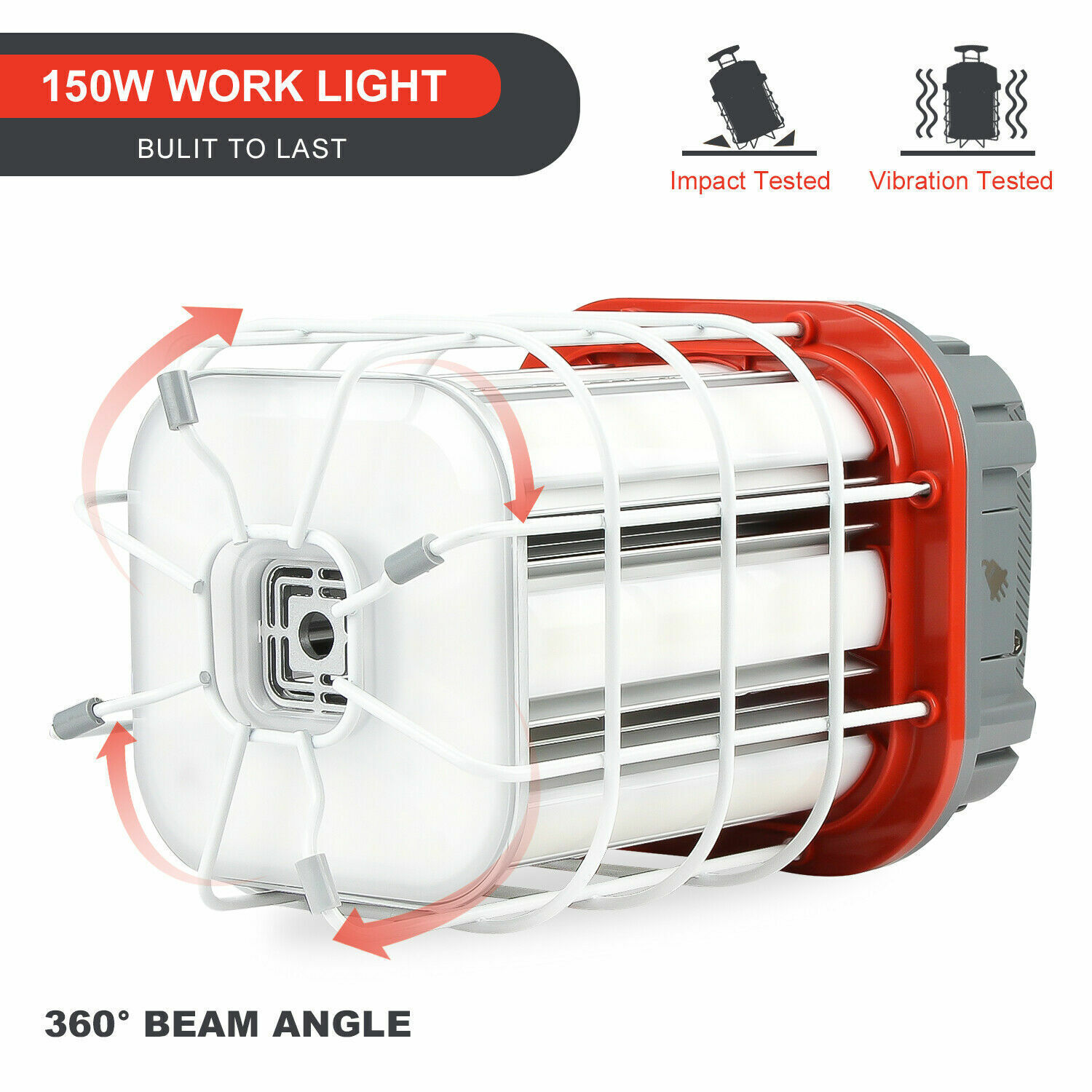 150W LED Temporary Work Light 5000K Linkable Construction Lights with 10ft Cord